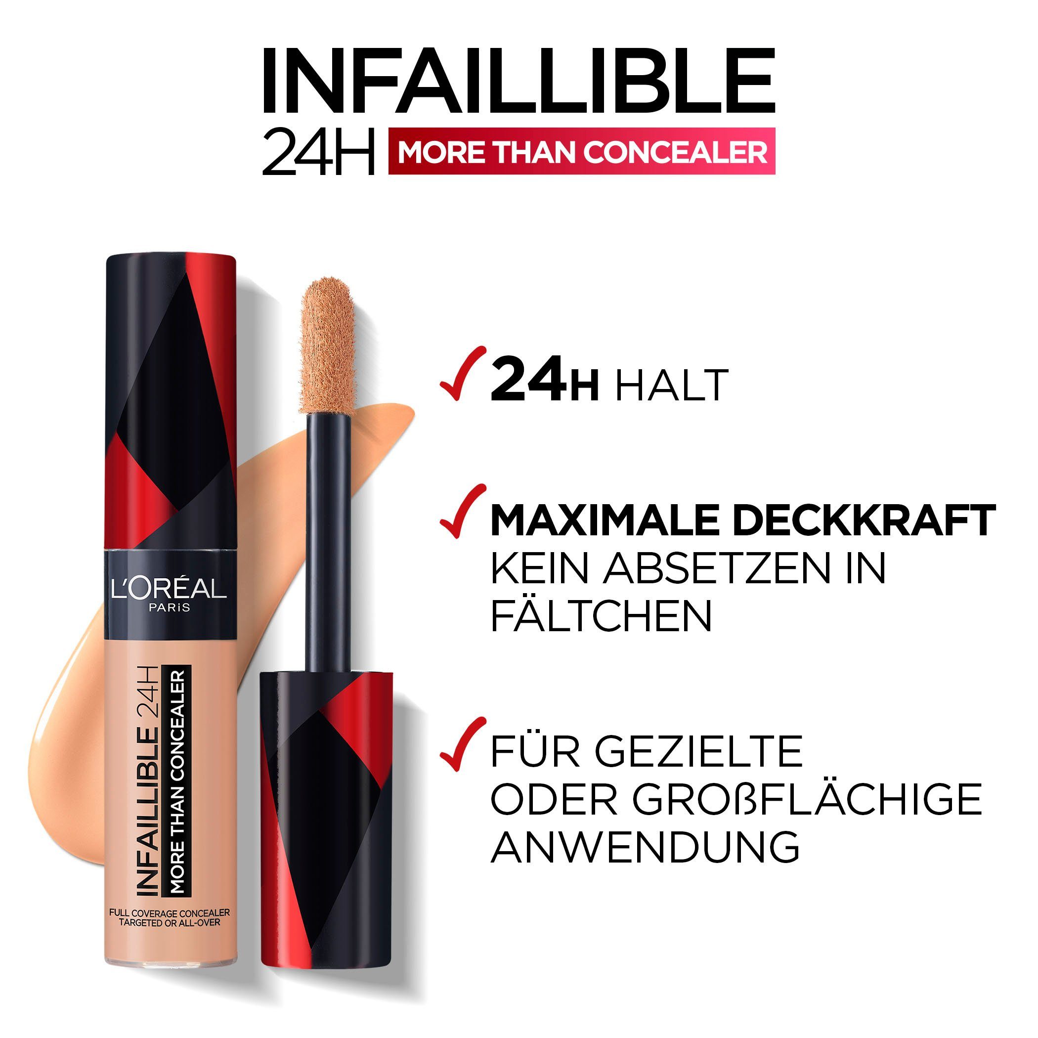 L'ORÉAL PARIS Concealer INFAILLIBLE 24h MORE THAN CONCEALER, hohe Deckkraft, Alleskönner: Abdecken, Auffrischen, Konturieren – Bild 4 von 5