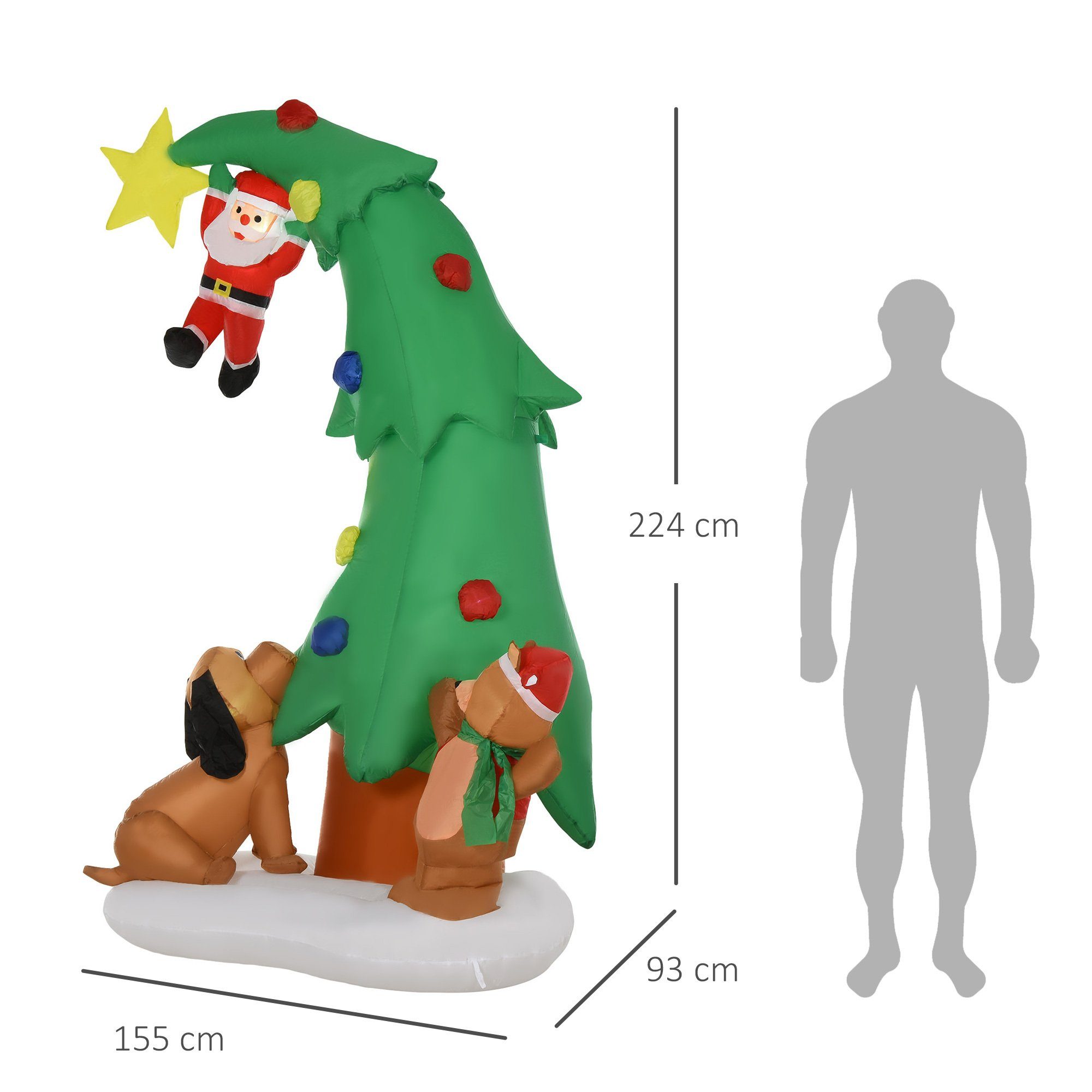 selbstaufblasend Weihnachtsbaum Figur Weihnachtsfigur HOMCOM