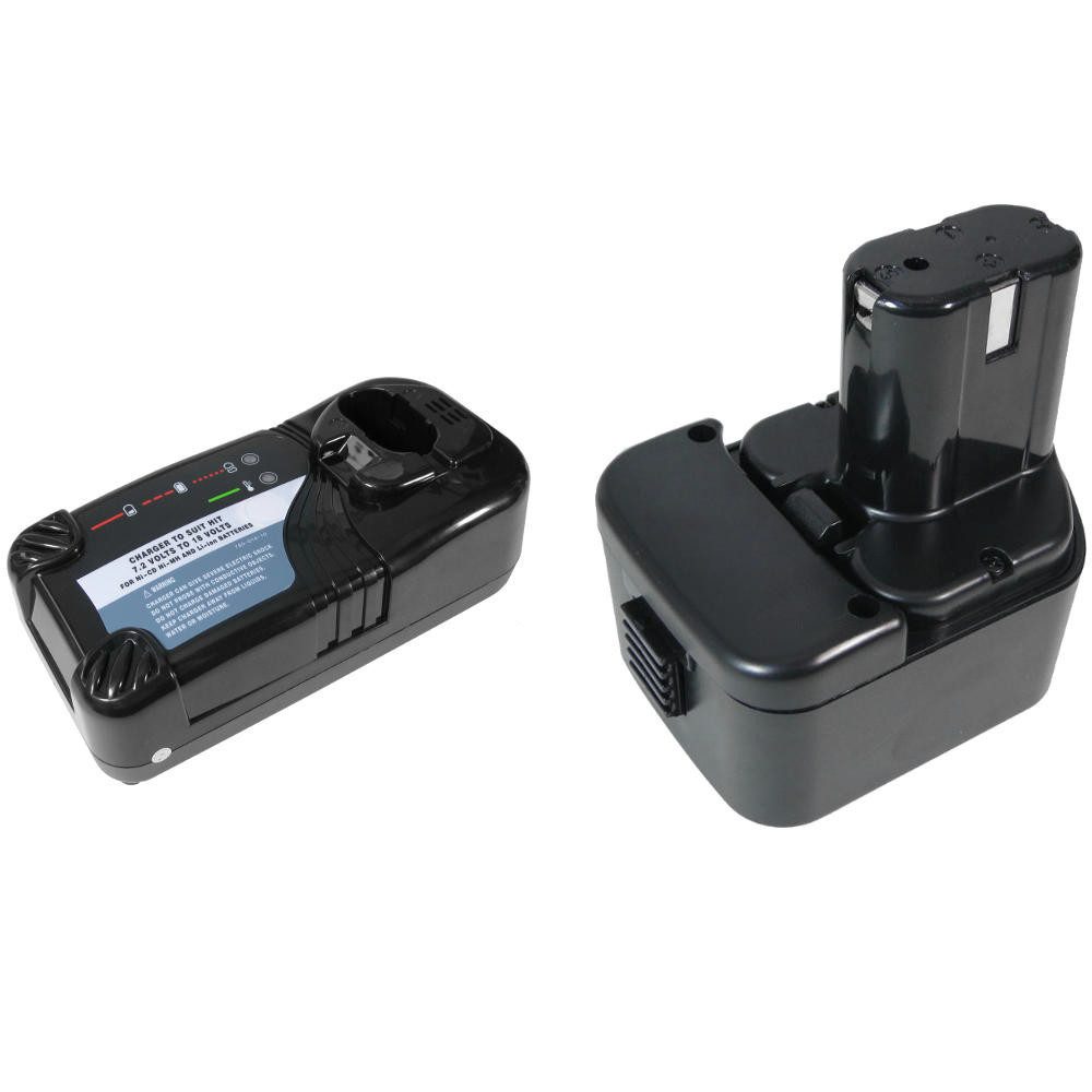Trade-Shop 2in1 Set passend für Hitachi WR8DH WR9DM WR9DM2 WR9DMR - Ladegerät + Akku Ni-MH 3000 mAh (9.6 V)