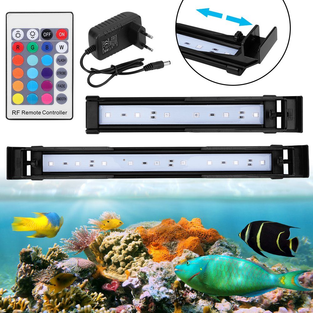 Rosnek LED Aquariumleuchte Aquarium Licht Fisch Tank Lampe, 22 /32CM, Aquarium  Led Beleuchtung mit Fernbedienung, Farbwechsel, dimmbar, Indoor