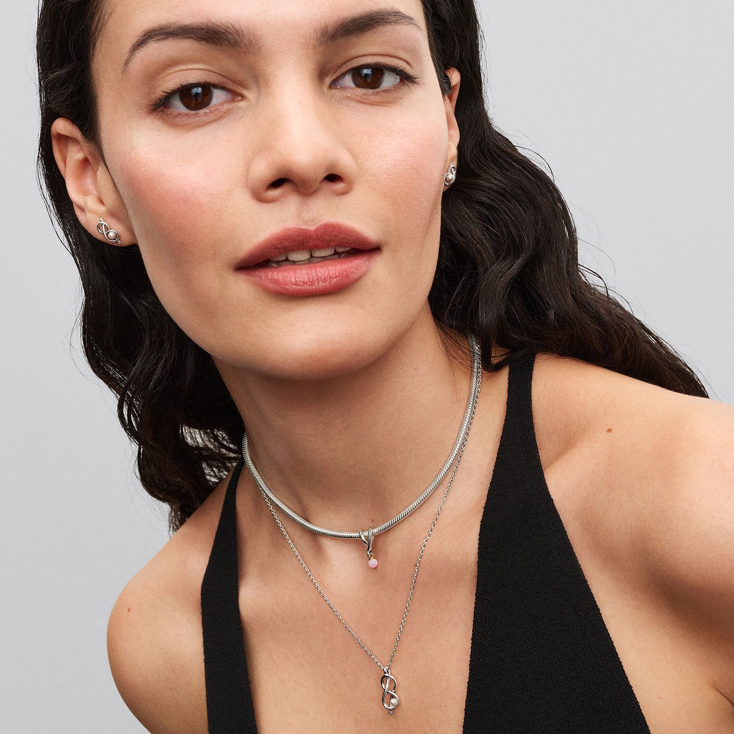 Pandora Herzanhänger Silber Charm Bicolor Eingehülltes Herz