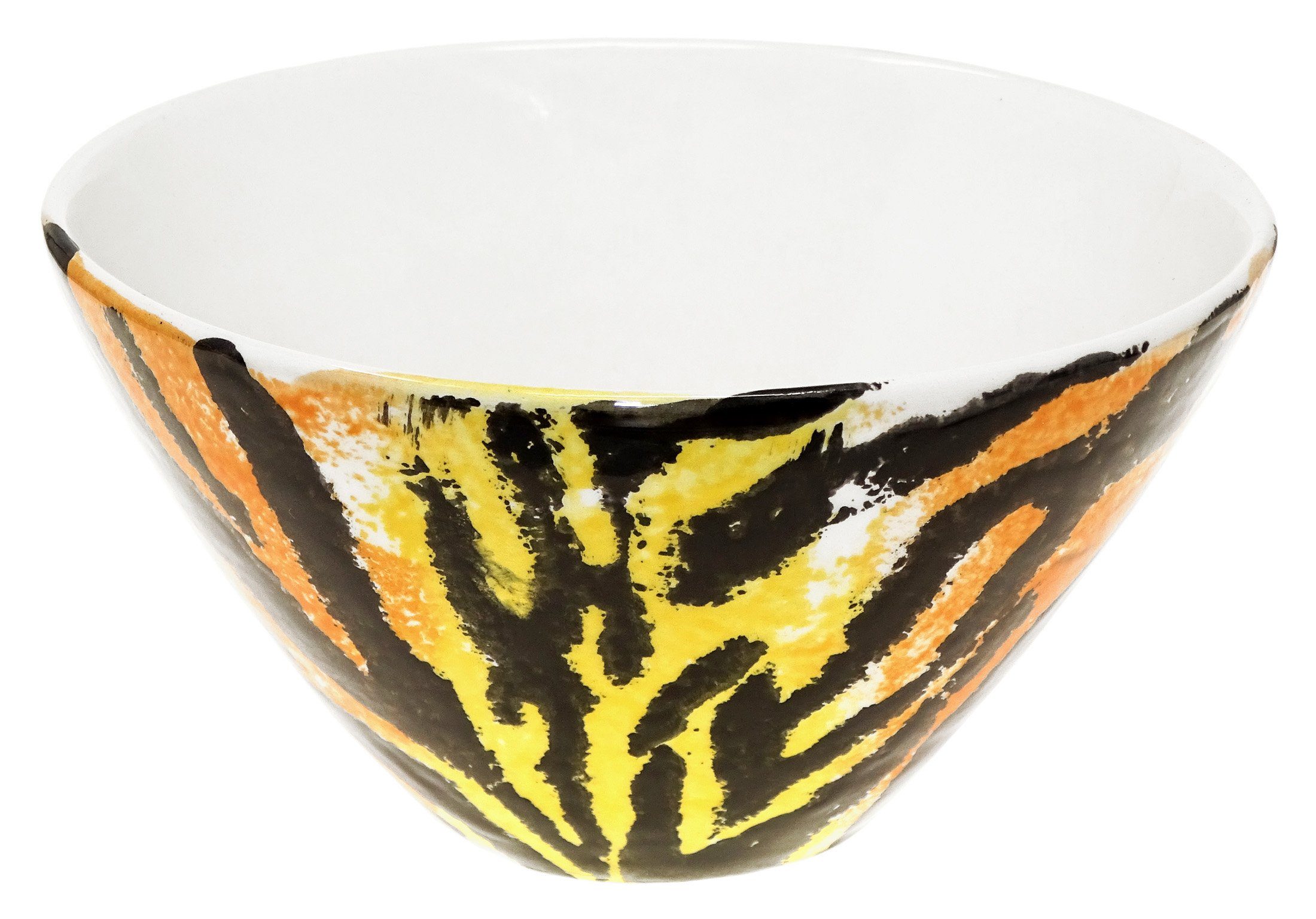 Lashuma Müslischale Afrika, Keramik, Servierschüssel tief, Runde Salatschale Ø 16 cm Tiger