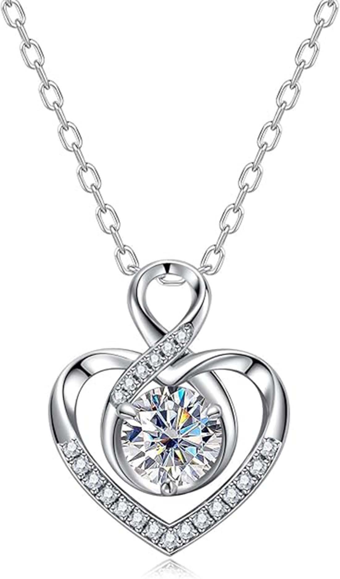 Jumpeak Kette mit Anhänger 1ct E VS2 3EX,Damen-Halskette,Herz-Anhänger,14K Gold Diamant-Halskette, Labordiamant,Verlobungshalskette,Diamanten,geschenk kommunion mädchen