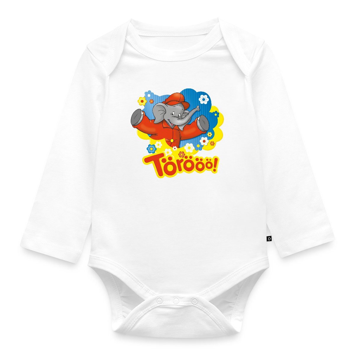 Spreadshirt Langarmbody Benjamin Blümchen Trötet Töröö Und Winkt Baby Body Langarm (1-tlg)