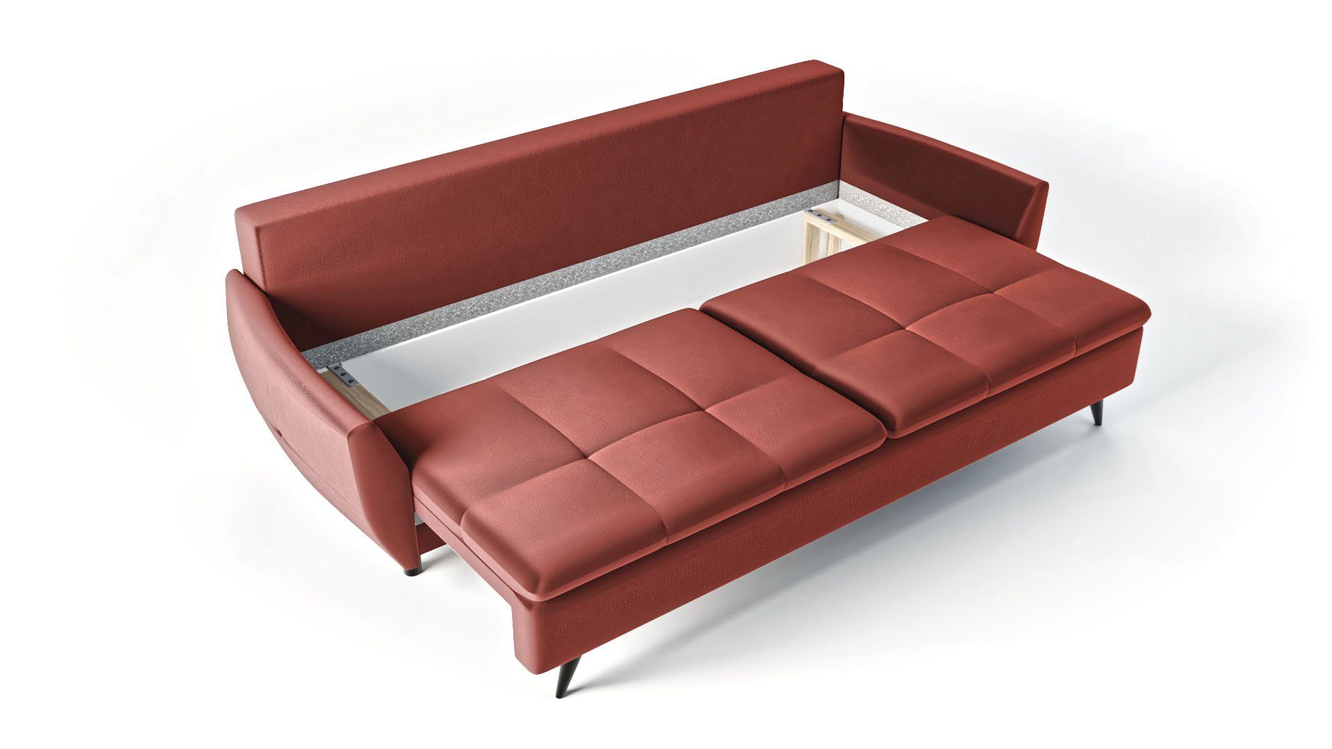 mit Dreisitzer 3-Sitzer - Rot 3-Sitzer 3 - Sofa Siblo Britta Sofa Schlaffunktion Modernes Bettzeugbehälter