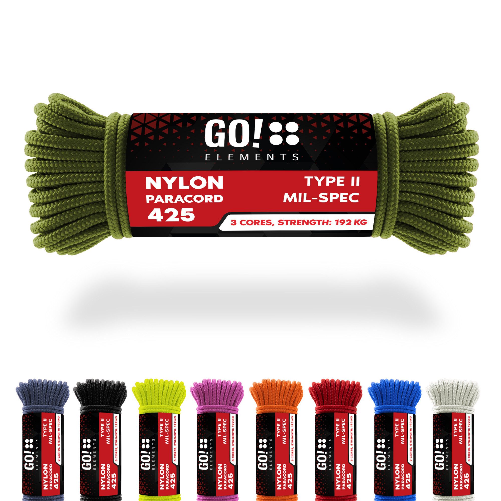 GO!elements Paracord 425 - 3mm Abspannleine, Paracord 425 aus reißfester Nylonschnur