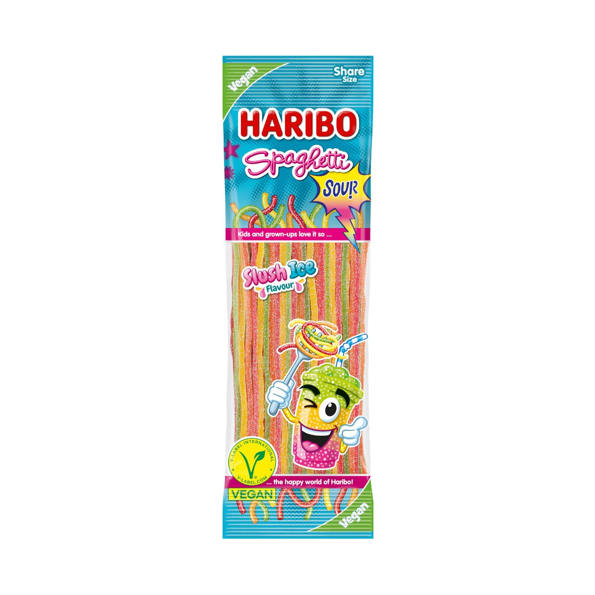 HARIBO Süßigkeit, Haribo Spaghetti Slush Ice Flavour fruchtig und aufregend Packung 200g