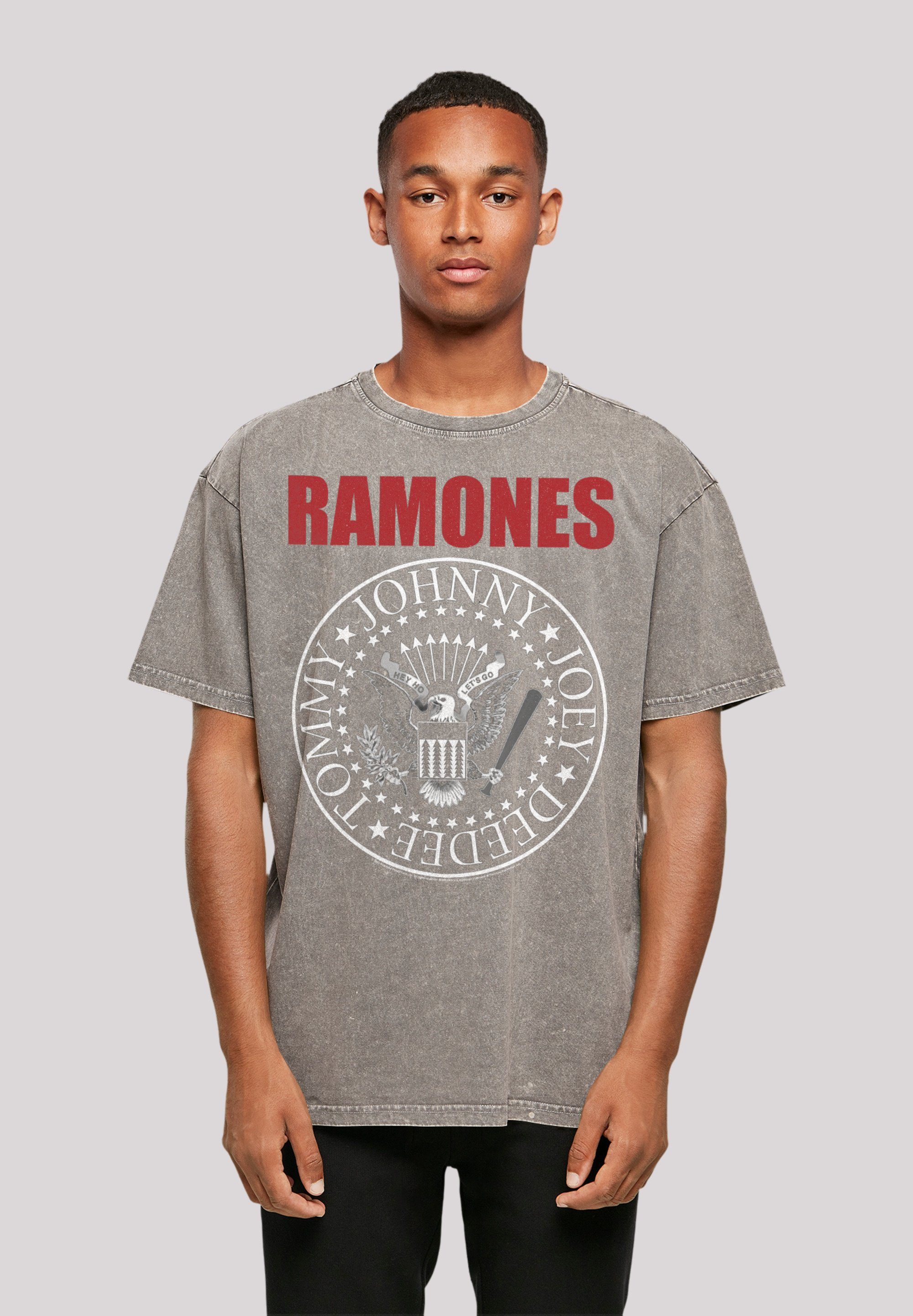 F4NT4STIC T-Shirt Ramones Rock Musik Band Red Text Seal Premium Qualität, Band, Rock-Musik Asphalt