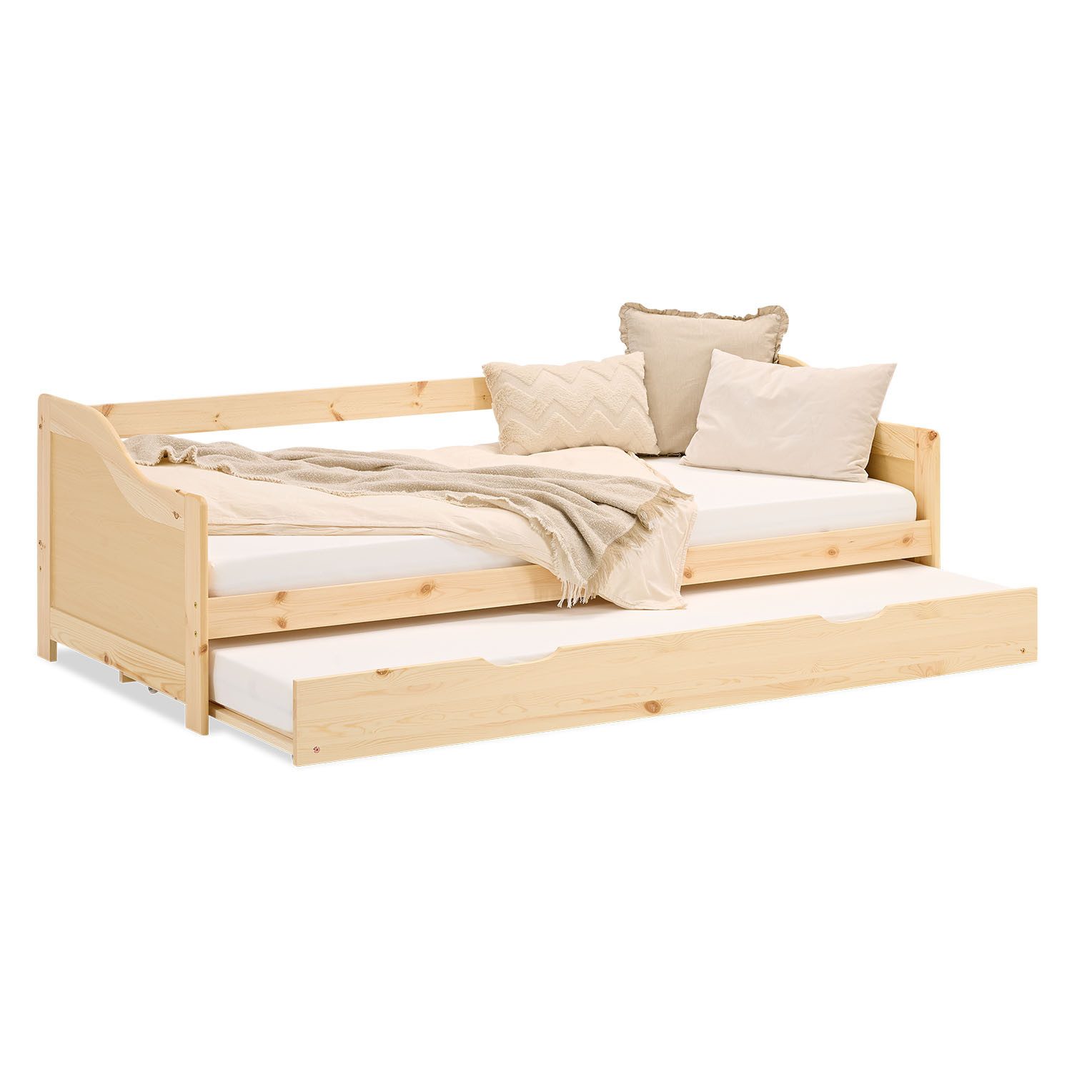 Homestyle4u Holzbett 90x200 Kinderbett Ausziehbett Weiß günstig online kaufen