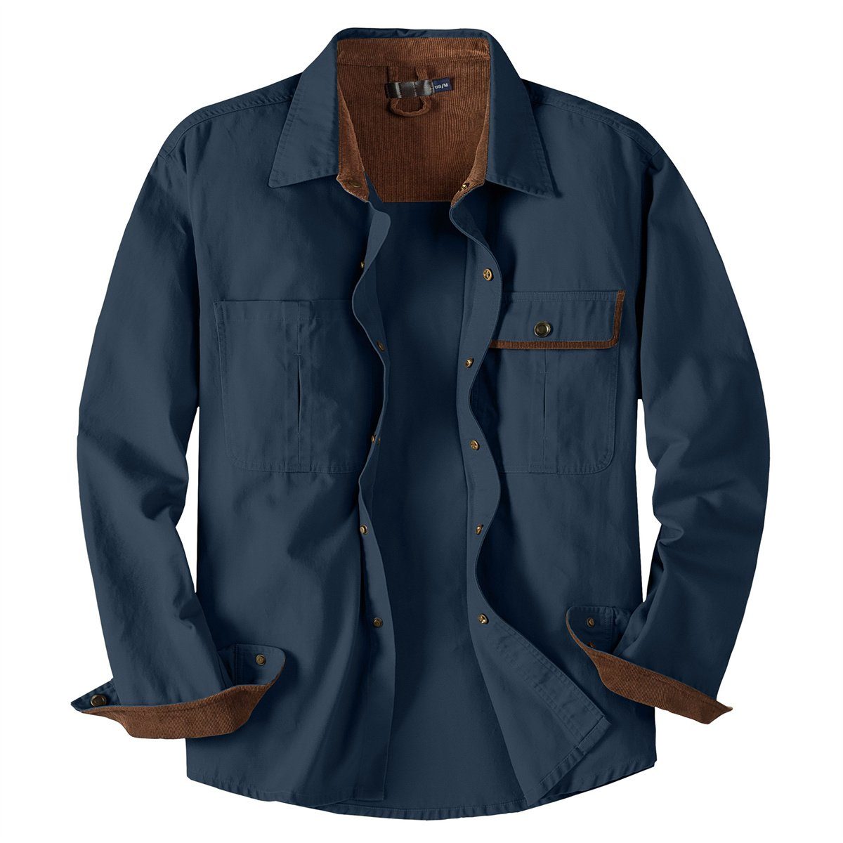 Discaver Sweatshirt Übergroßes, übergroßes in mit Cord aus Kontrastfarbe Hemd Blau Kragen