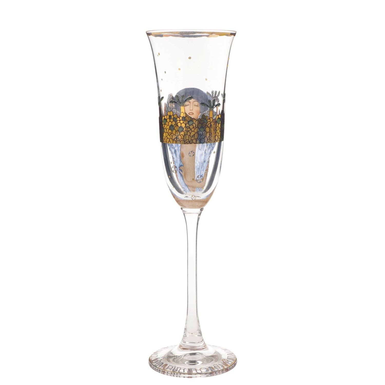 Goebel Sektglas Gustav Klimt, Glas, Echtgolddekor, Mehrfarbig, Judith I, H: 24cm