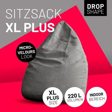 Lumaland Sitzsack Luxury XL PLUS Sitzkissen Bodenkissen Bean Bag, Microvelours weich 220L robust waschbar 85x65cm