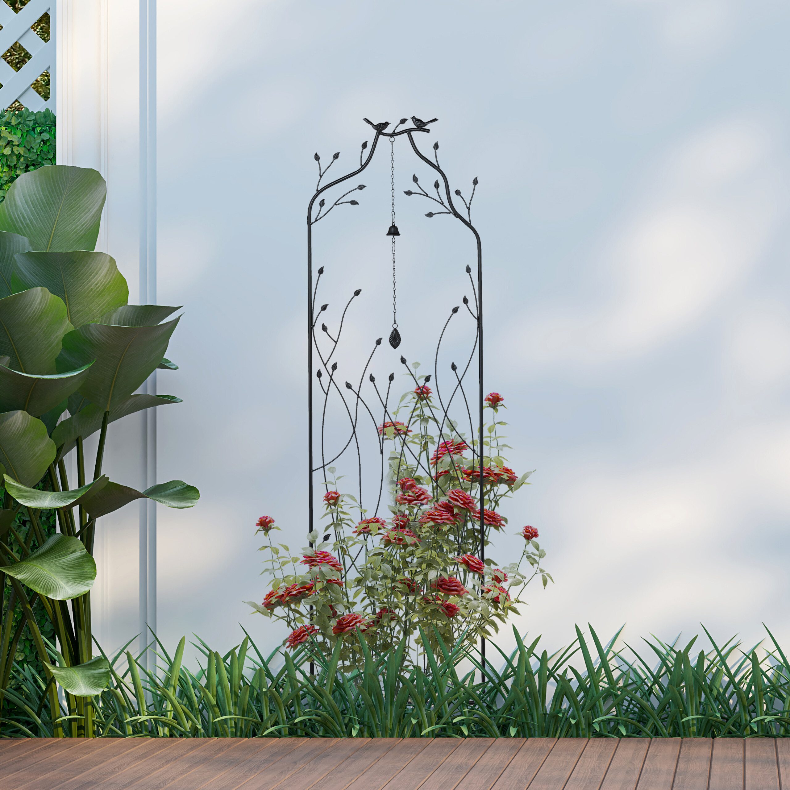 relaxdays Rankgitter Metall mit Glocke, 2 günstig online kaufen