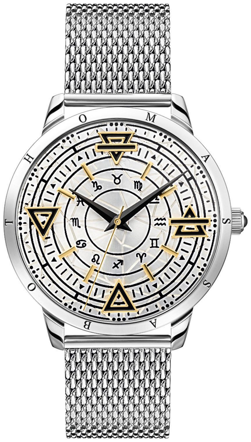 THOMAS SABO Quarzuhr ELEMENTS OF NATURE WA0387-201-201-42 MM, Armbanduhr für Damen und Herren, unisex, Onyx-Steine
