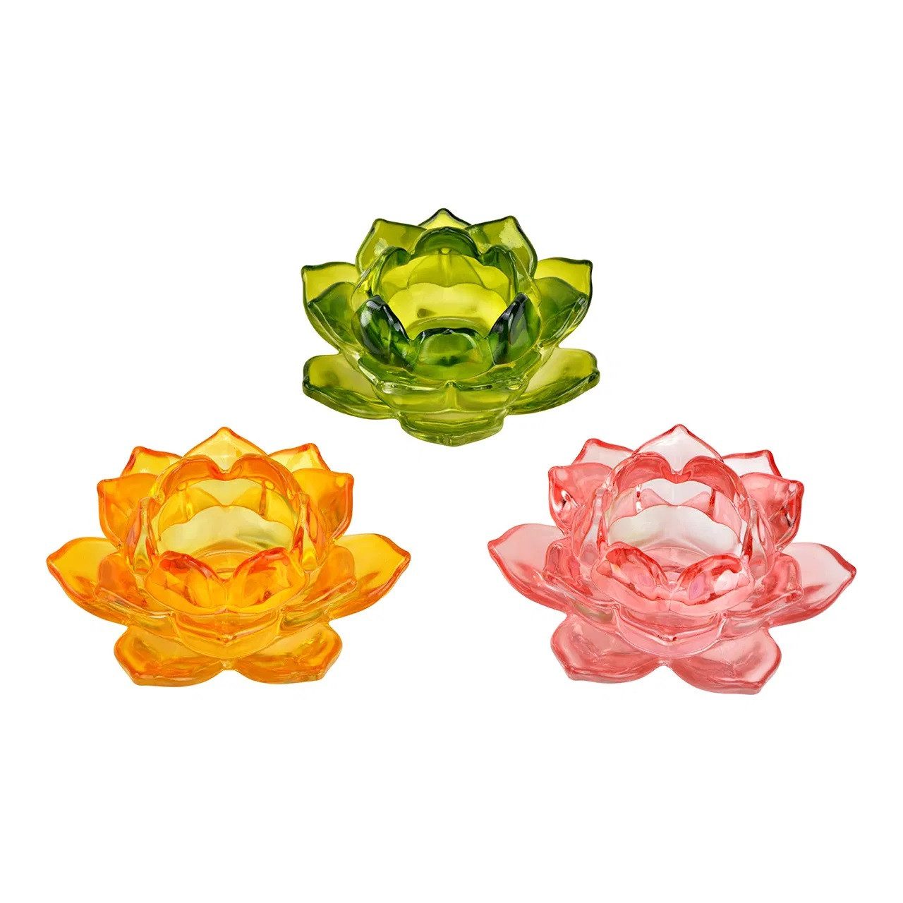 Interdesign24 Teelichthalter Blumen, 3er-Set, aus Glas, Bunt