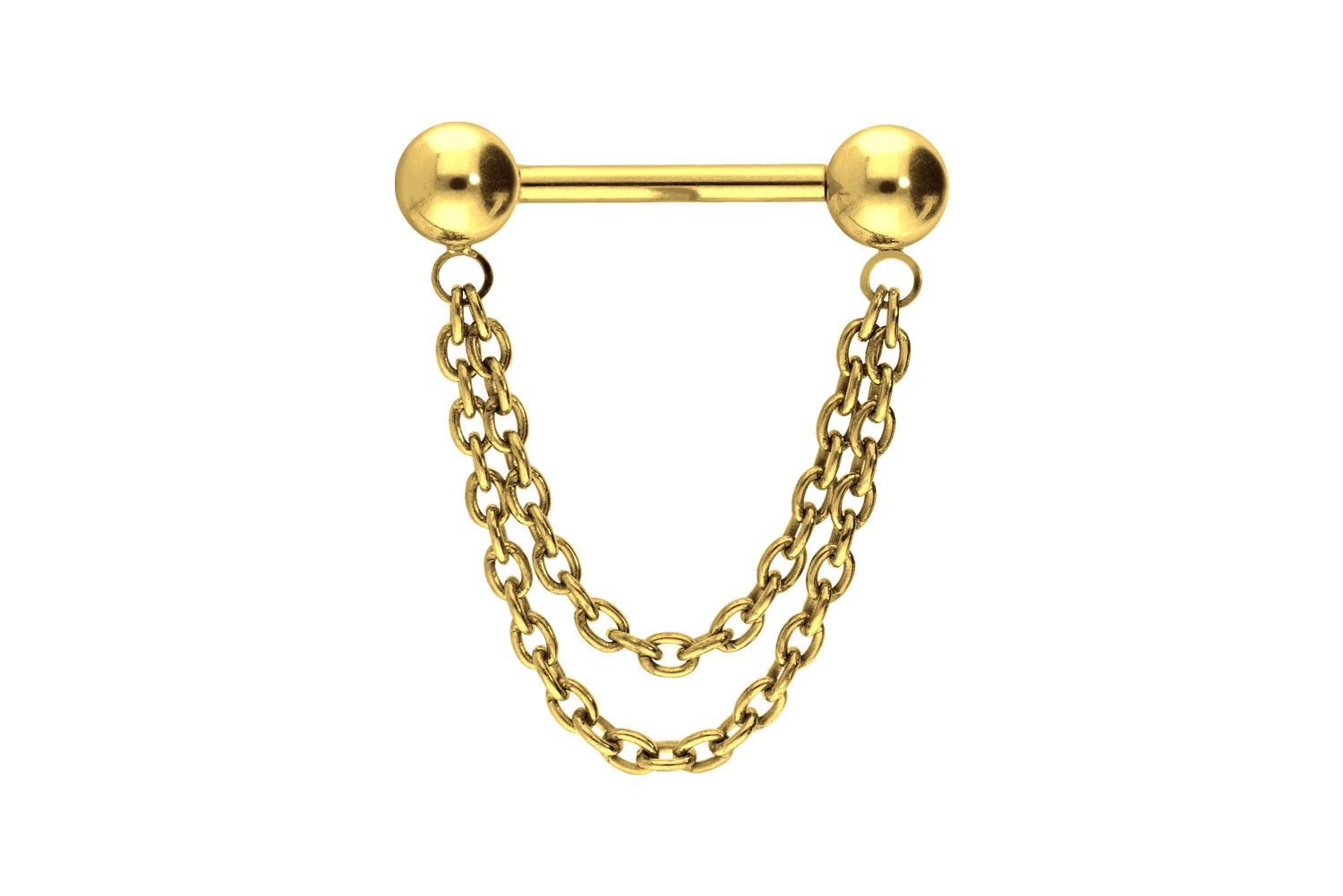 PIERCINGLINE Brustwarzenpiercing Titan Barbell mit Push Fit 2 KETTEN (Barbells, 1-tlg)