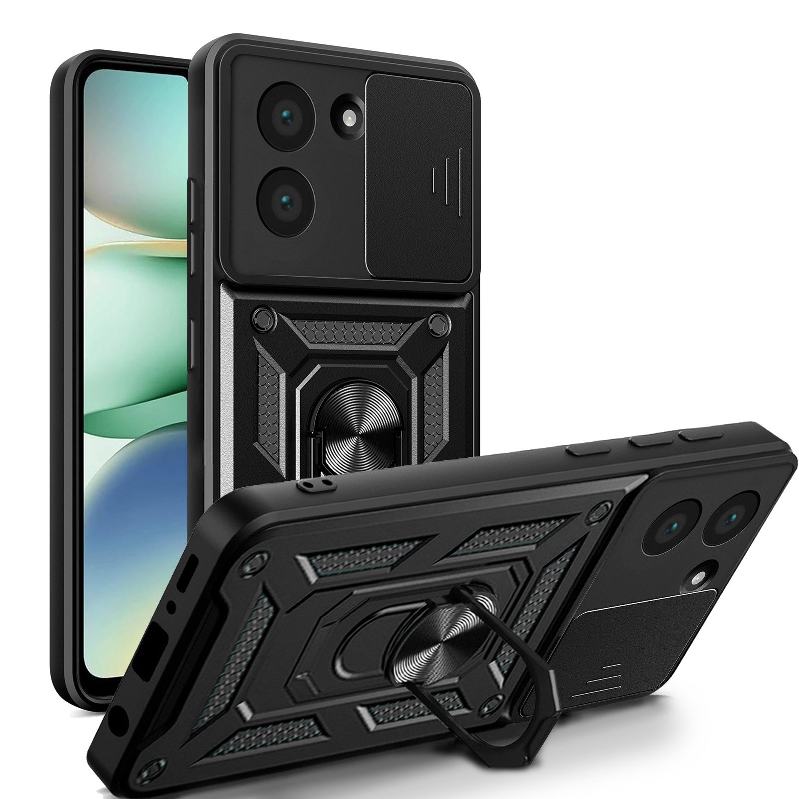 betterfon Handyhülle Panzer Hülle für Xiaomi Redmi A5 Outdoor Case mit Kameraschutz, Outdoorhülle mit Ringhalter Smartstand und Silikonkern