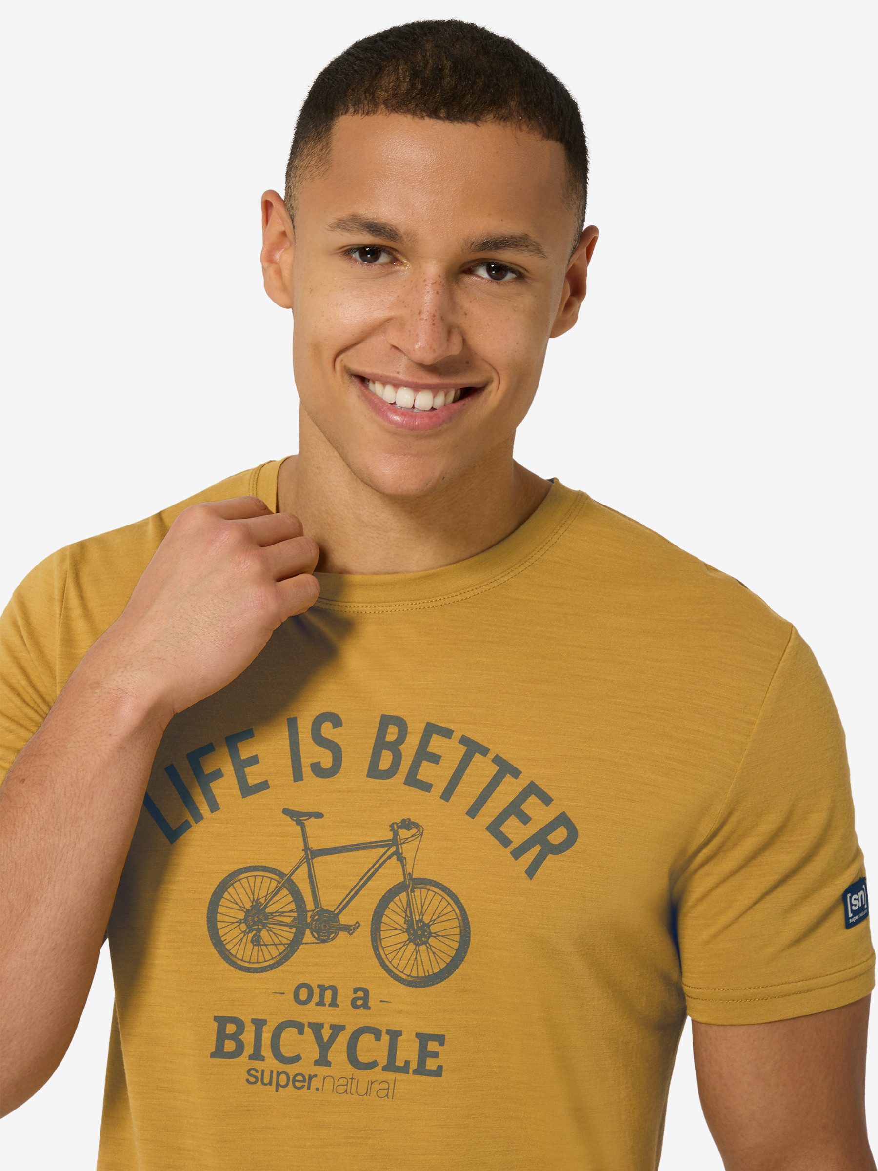 SUPER.NATURAL T-Shirt für Herren aus Merino M BETTER BIKE TEE mit coolem Fahrrad Motiv