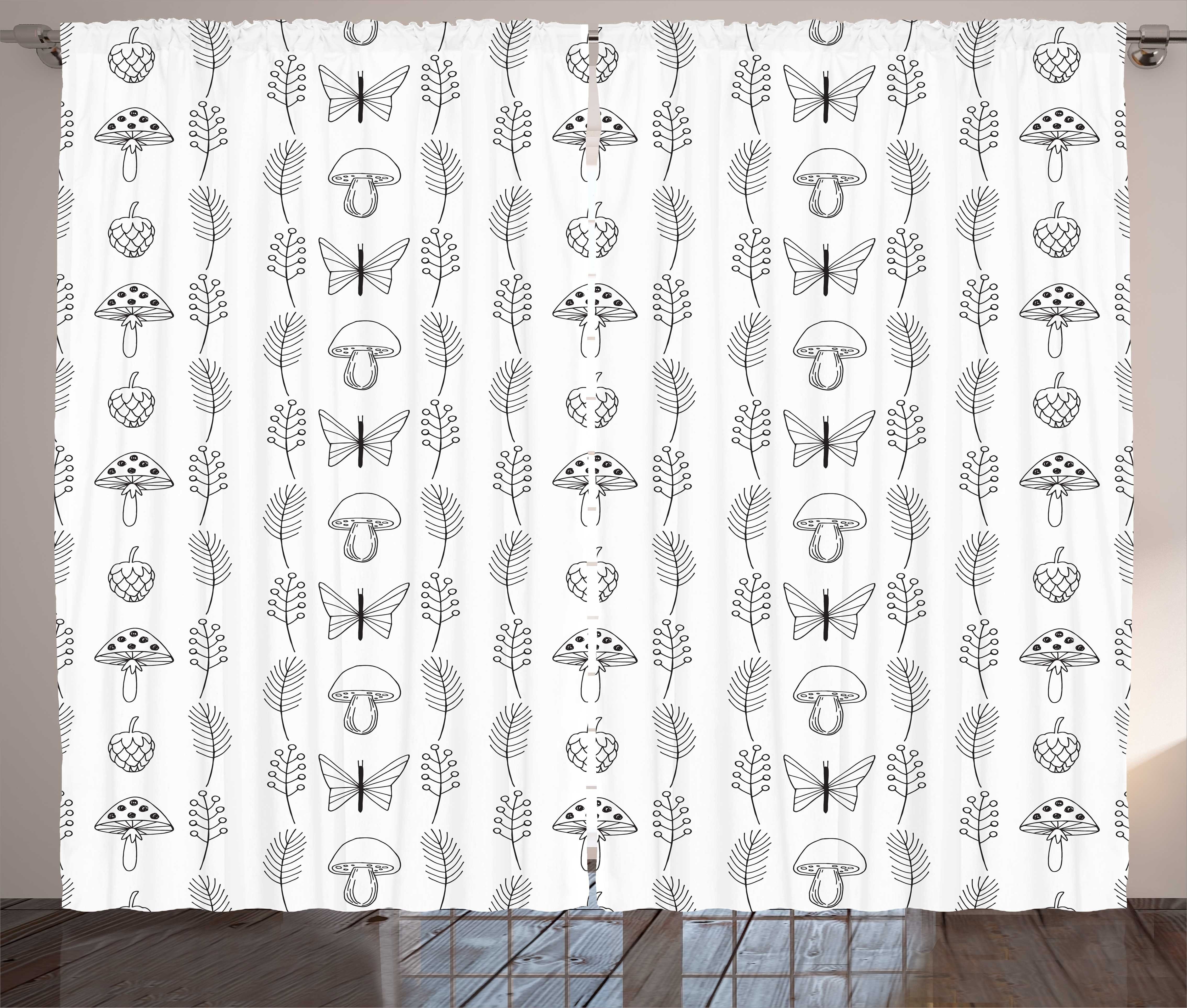 mit Tier Kräuselband Herbst-Kräuter-Pilz-Motiv Abakuhaus, Vorhang Gardine Haken, Schlaufen Schlafzimmer und