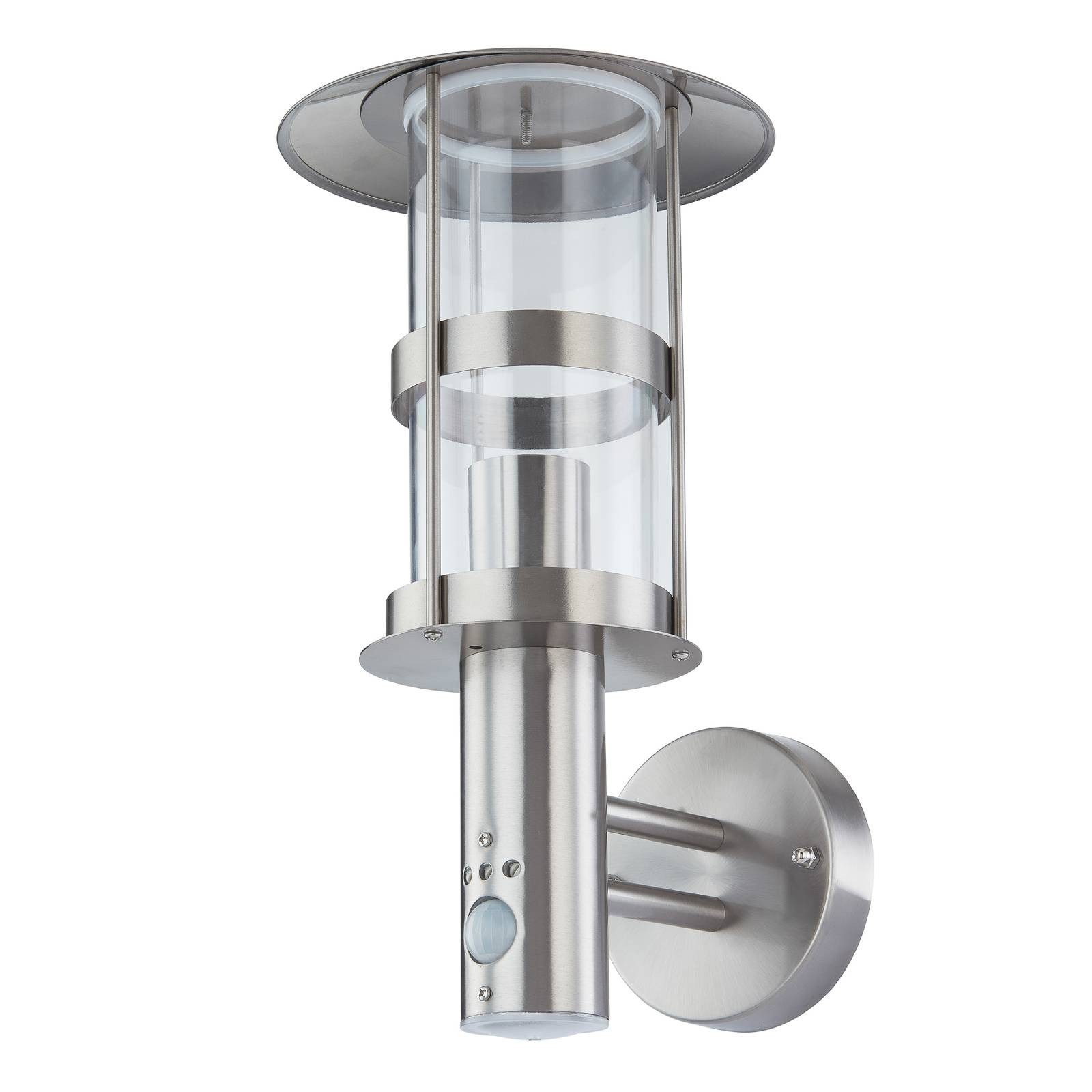 Lindby Noemi, Edelstahl Alu IP44mit Bewegungsmelder, 1 x 60 W