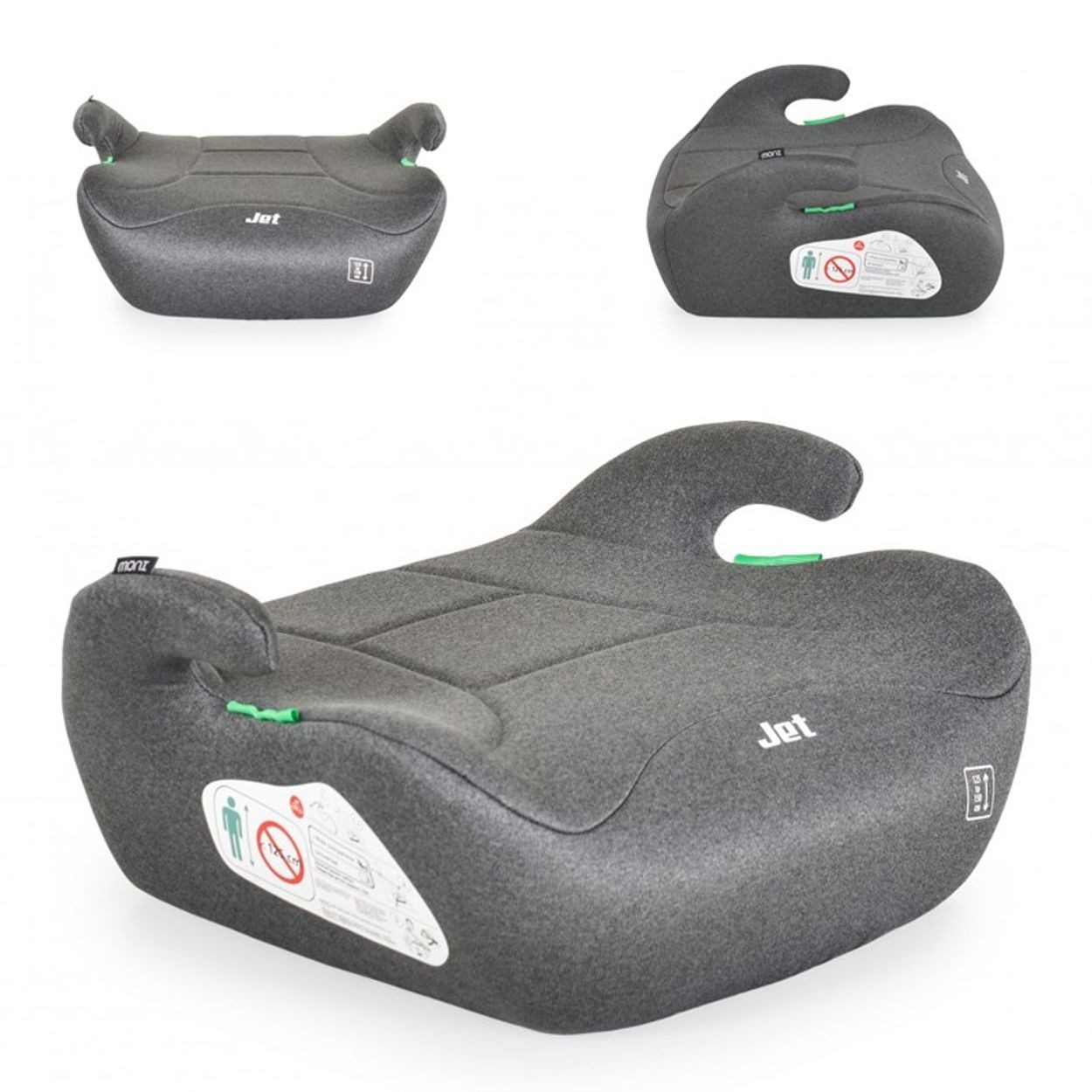 Moni Kindersitzerhöhung Kindersitzerhöhung Jet i-Size, ab: 4, bis: 12, (125-150cm) Gruppe 3 Armlehne Bezug waschbar