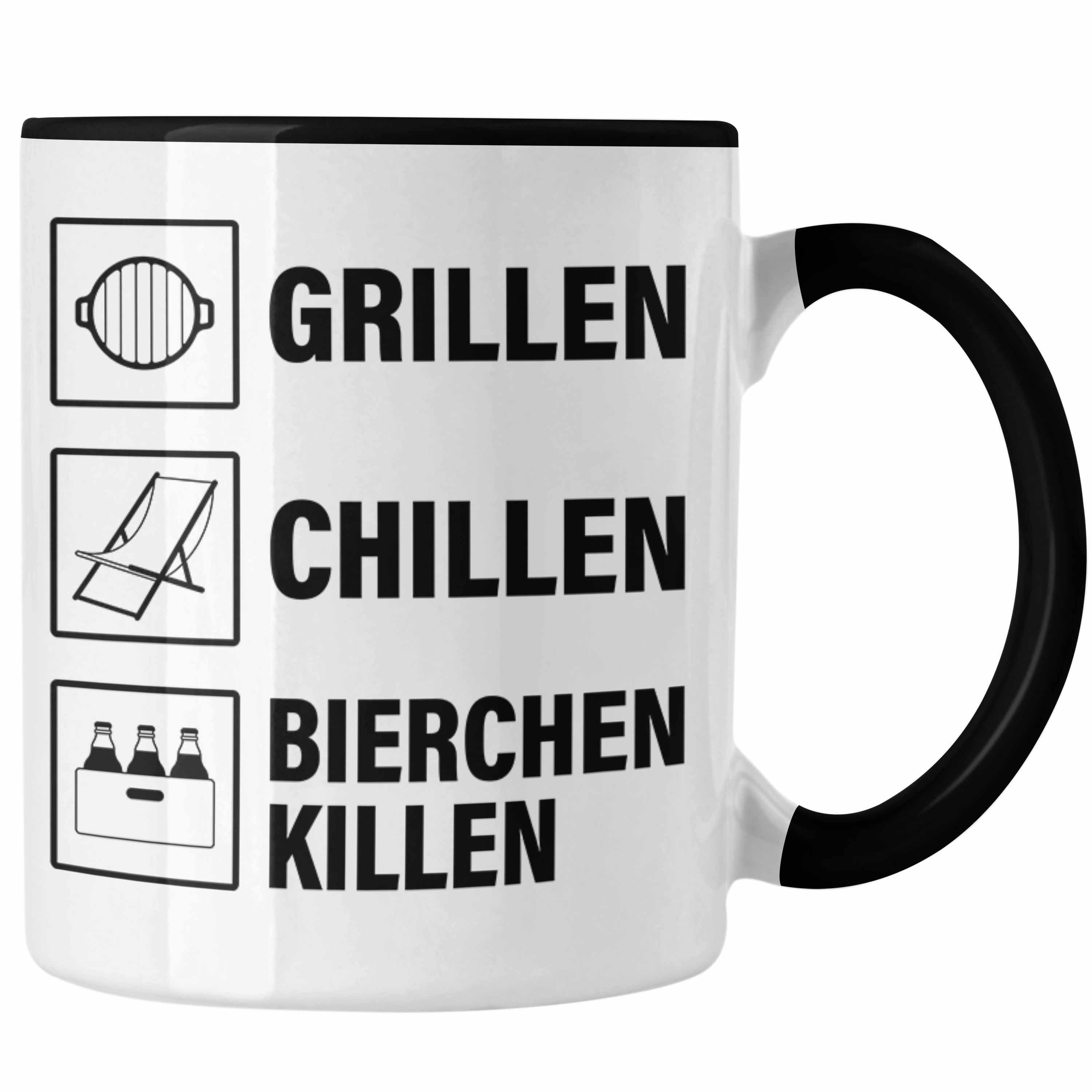 Trendation Tasse Trendation - Grill Tasse Geschenk Männer Steak Liebhaber Grillen Geschenkidee Vater BBQ Schwarz