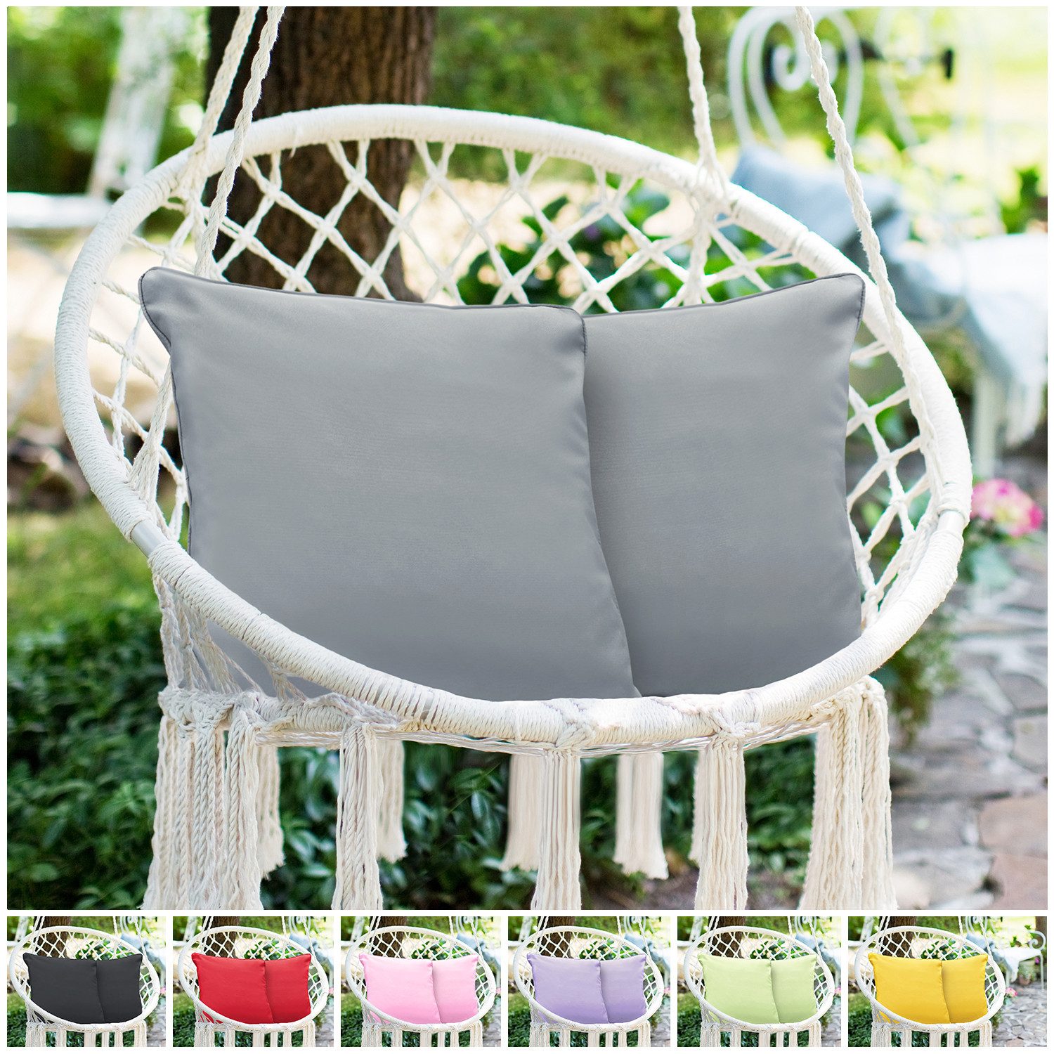 novely® Dekokissen 2er-Set OUTDOOR DEKOKISSEN - Wasserabweisender Kissenbezug - 45x45 cm, Schmutz- und wasserabweisend, Waschbar, Pflegeleicht