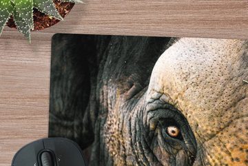 MuchoWow Gaming Mauspad Nahaufnahme eines Elefantenauges (1-St), Mousepad mit Rutschfester Unterseite, Gaming, 40x40 cm, XXL, Großes