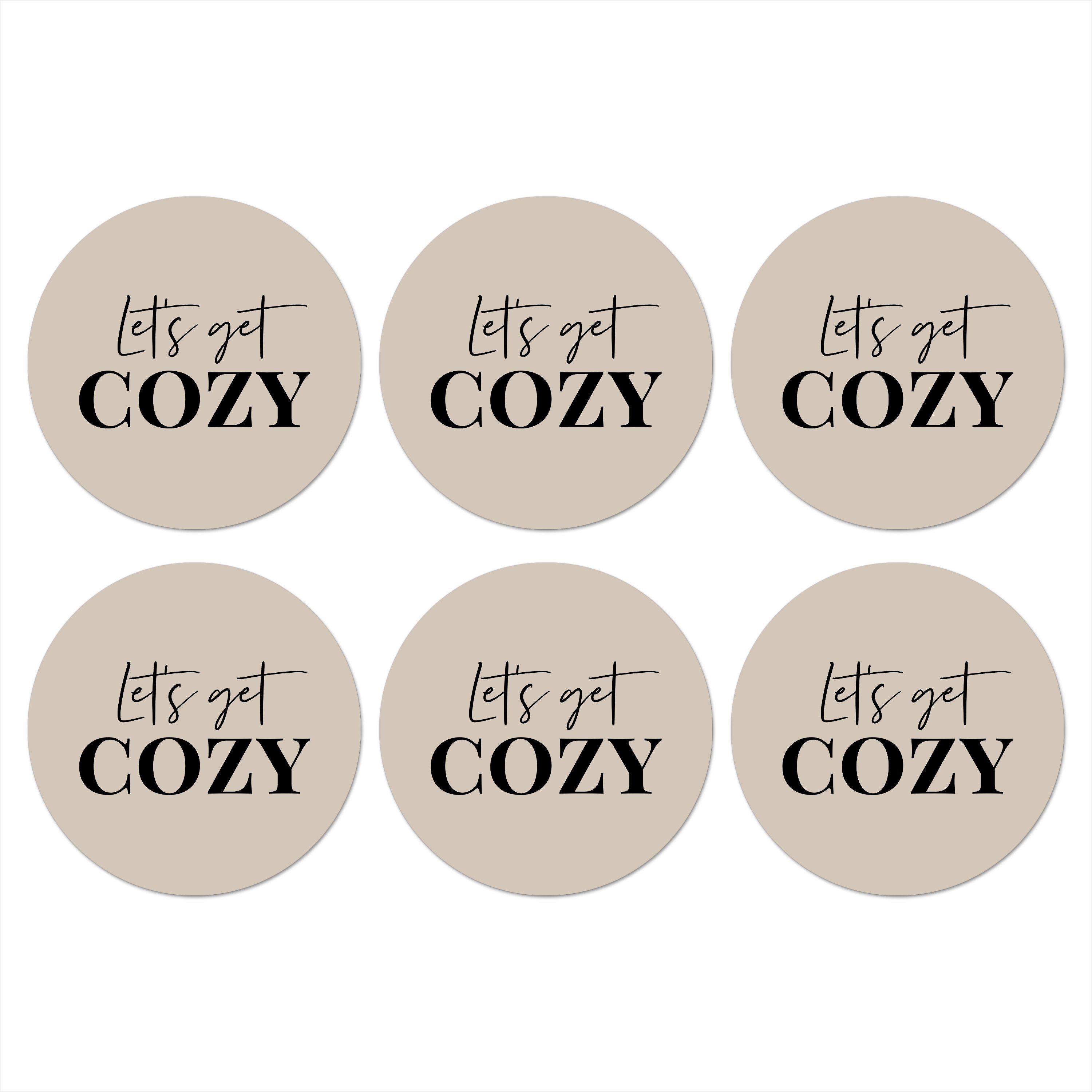 Glasuntersetzer Beige - Winter - Zitat - Gemütlich