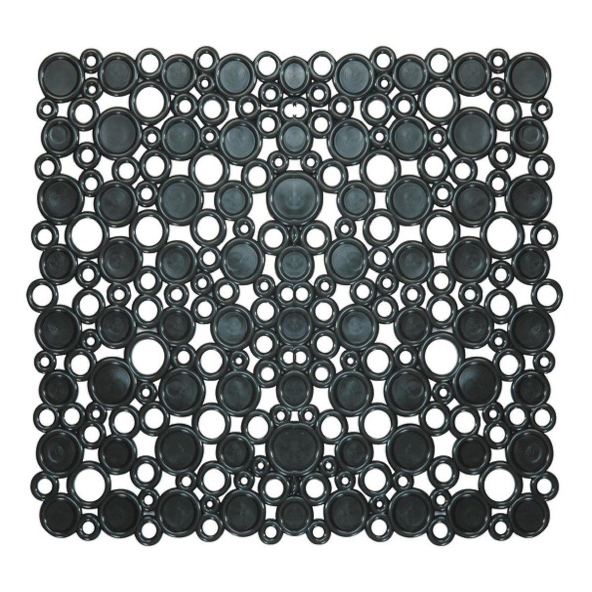 spirella Duschmatte RINGS, mit Saugnäpfen, ausgerüstet mit Sanitized© Hygienefunktion, rutschfest, pflegeleicht, antibakteriell, PVC, Dusch- und Wanneneinlage, PVC, trendige Ringe-Optik, grau 53 x 53 cm