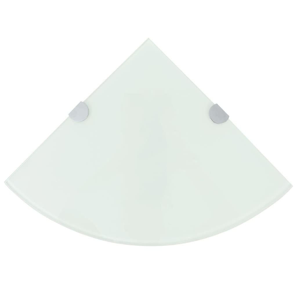 Wandregal Weiß Halterungen 25 Eckregal x mit cm Glas furnicato 25 verchromten