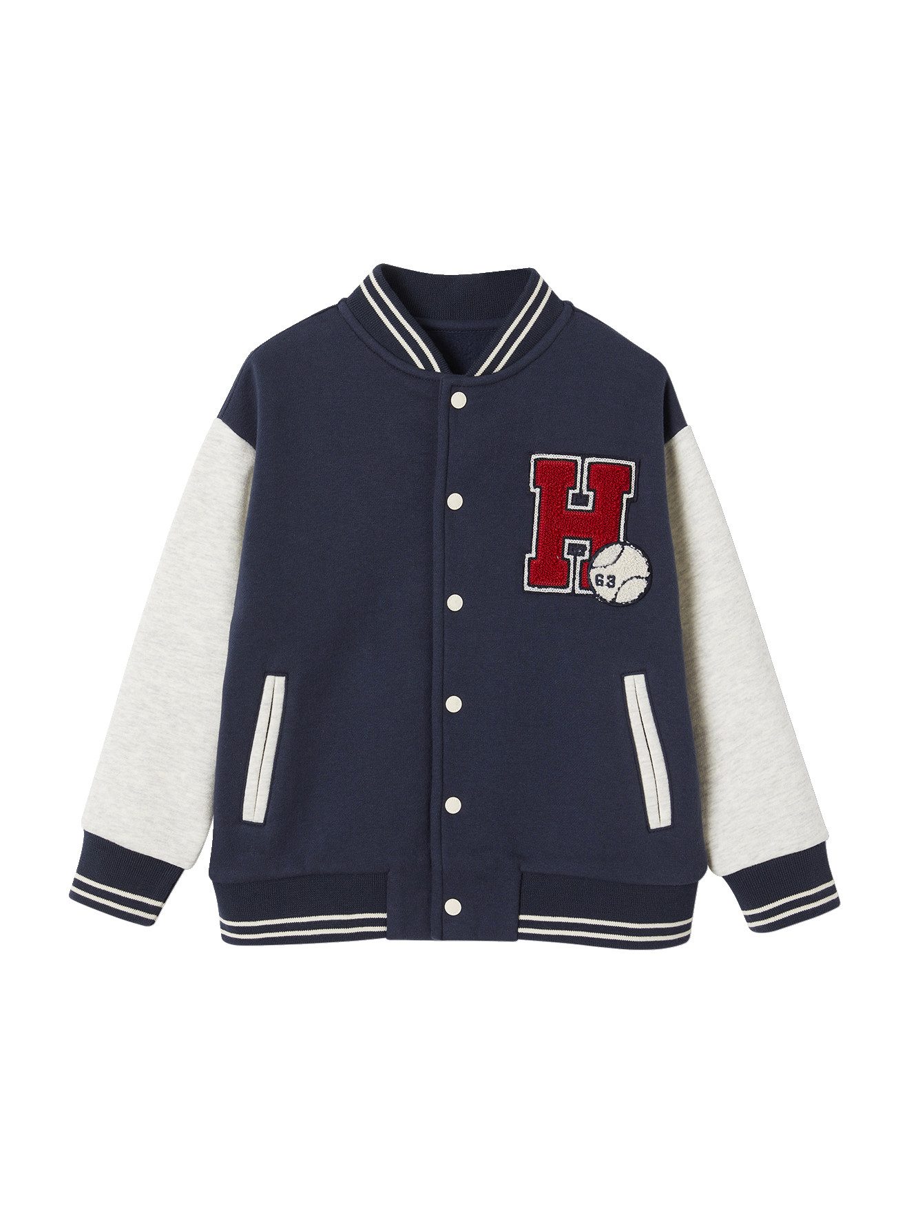 Fleecepullover College-Sweatjacke mit Aufnäher Jungen