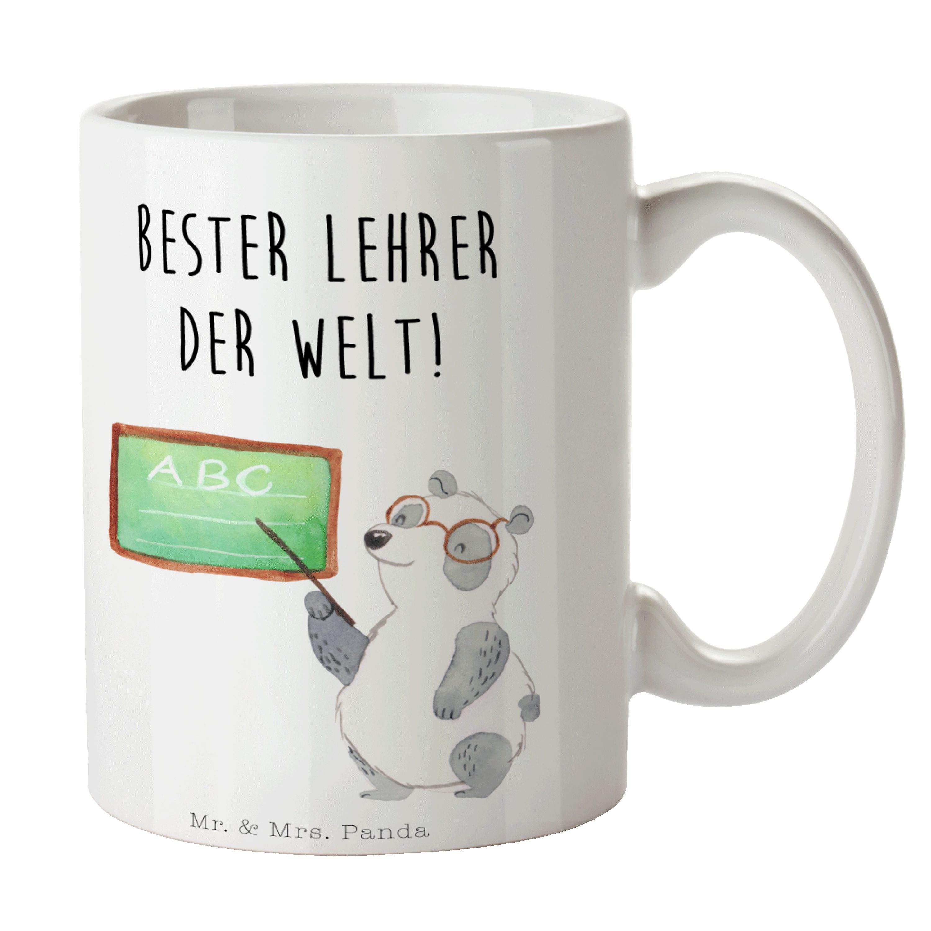 Mr. & Mrs. Panda Tasse Panda Lehrer - Weiß - Geschenk, Geschenk Tasse, Gute Laune, Tiermotiv, Keramik