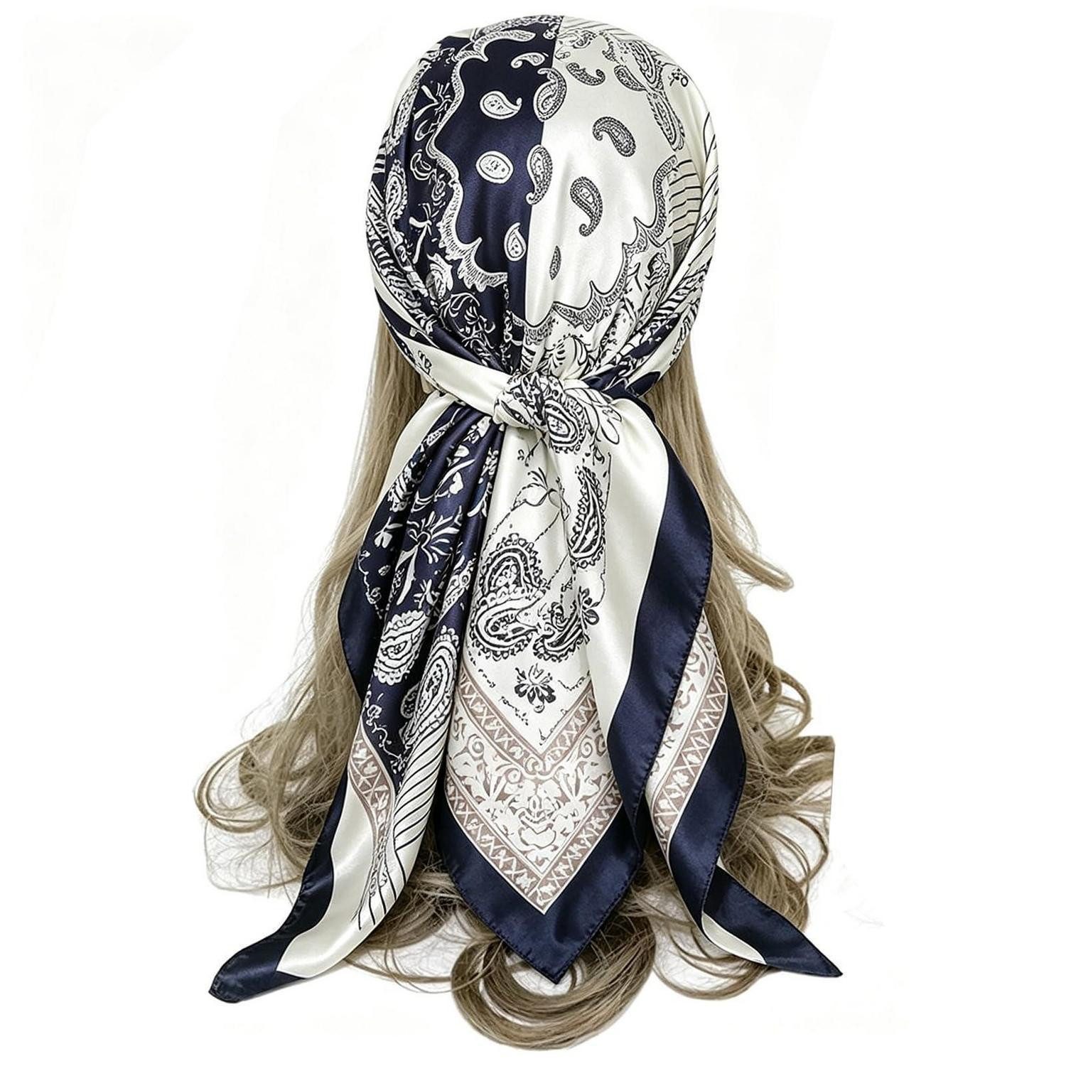 LuxusKollektion Halstuch Schal Tuch Blume Bandana Kopftuch 90x90cm bunt, (1-St)