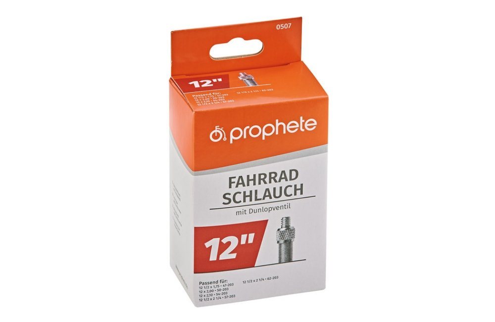Prophete Fahrradschlauch Prophete Fahrradschlauch Ersatzschlauch 12 Zoll mit Dunlopventil 0507, (1-St), 12" Dunlopventil