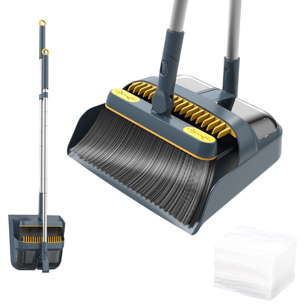 TUWENA Kehrgarnitur 180 Grad Drehbar Kehrmaschine und Kehrschaufel Combo mit Langem Griff