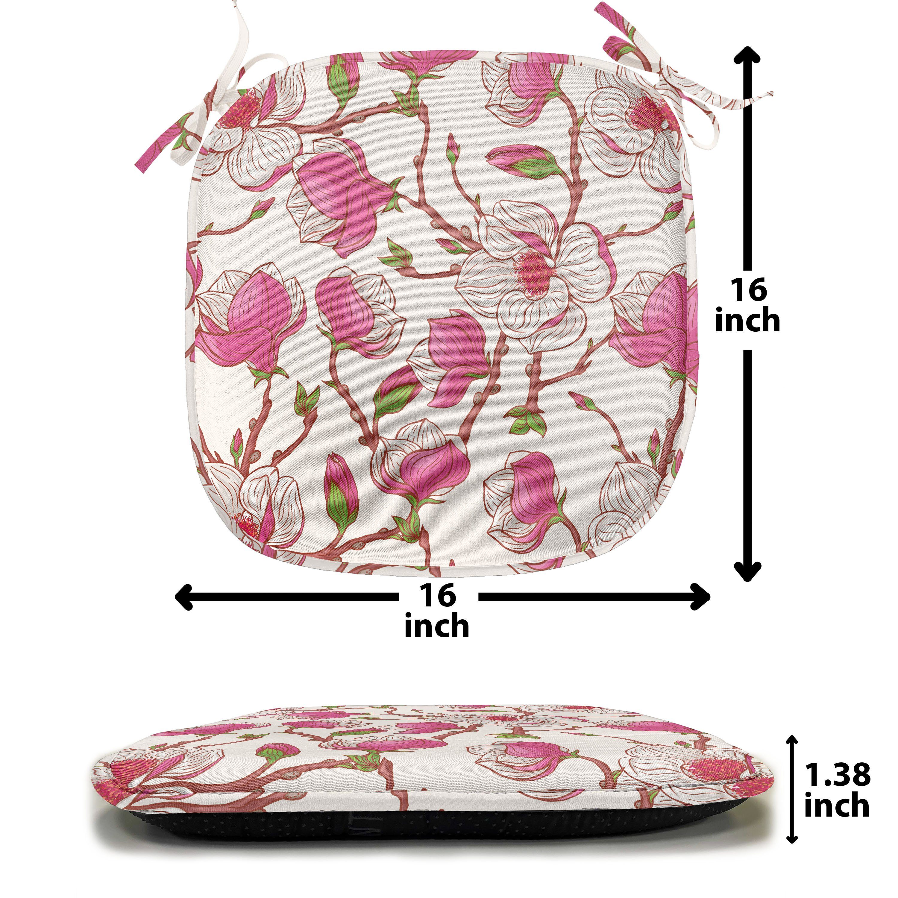 Pink Küchensitze, Dekoratives Riemen mit für Garden Abakuhaus wasserfestes Magnolia Stuhlkissen Blume Kissen