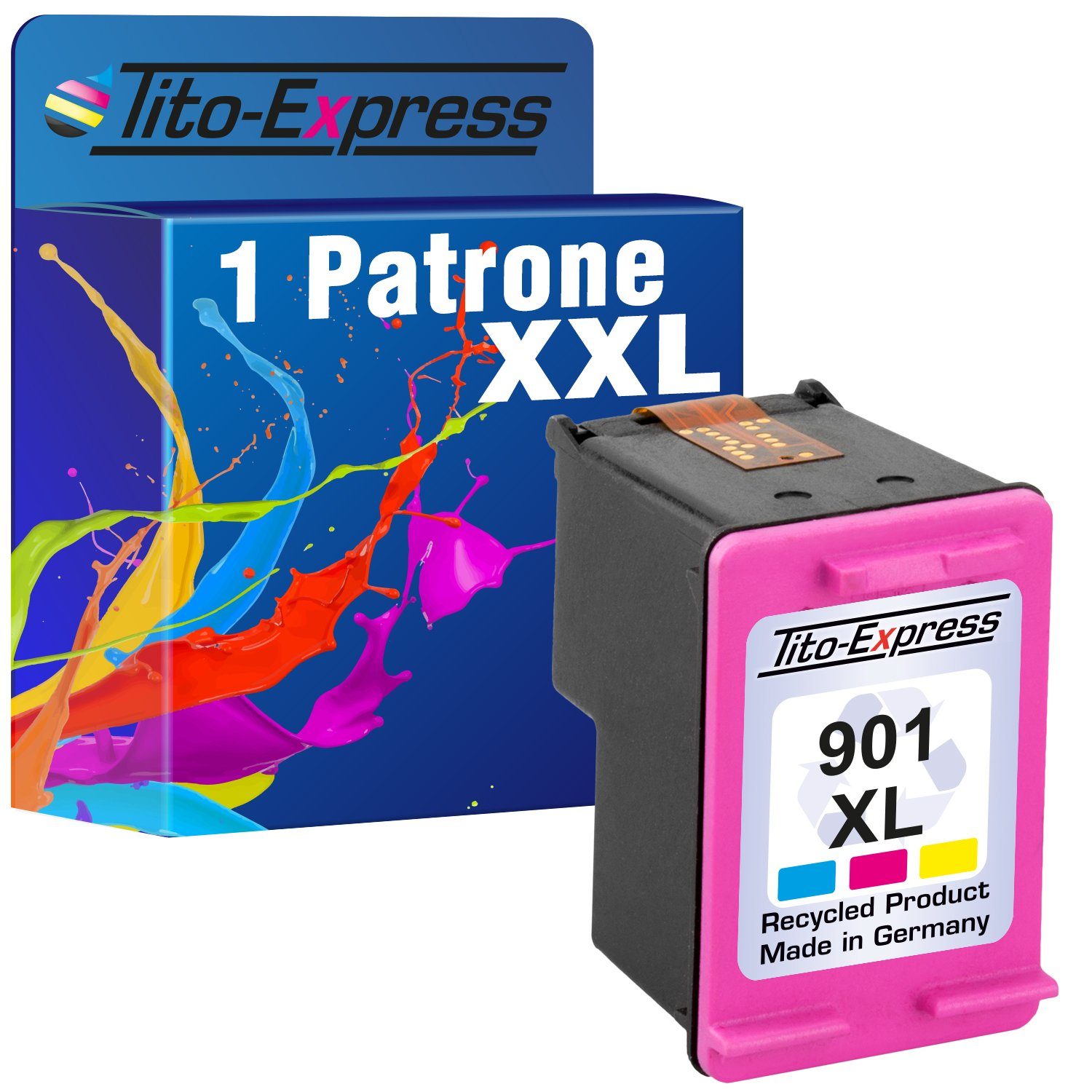 Tito-Express PlatinumSerie ersetzt HP 901 XL HP 901XL HP901XL Color  Tintenpatrone (für Officejet J4580 J4680 J4500 J4600 4500 Officejet G510a  G510g G510n)