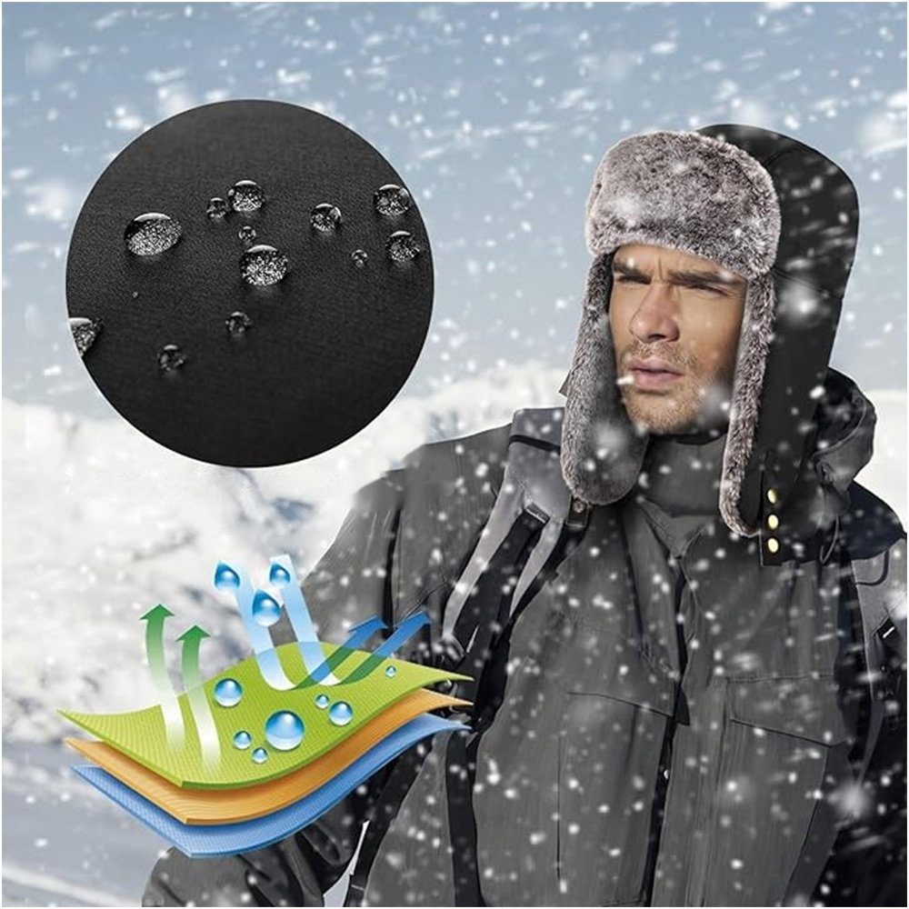 (1-St) Wintermütze Ohrenklappen,Unisex Warme SOTOR Kunstfellmütze mit Schneedichte Fellimitatmützen