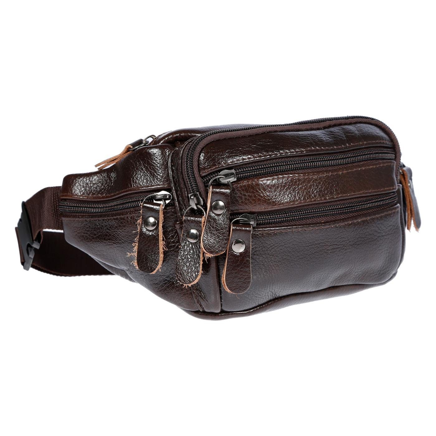 Christian Wippermann Bauchtasche Leder Bauchtasche für Herren Damen Schwarz Braun, Waistbag Hüfttasche Waist Bag