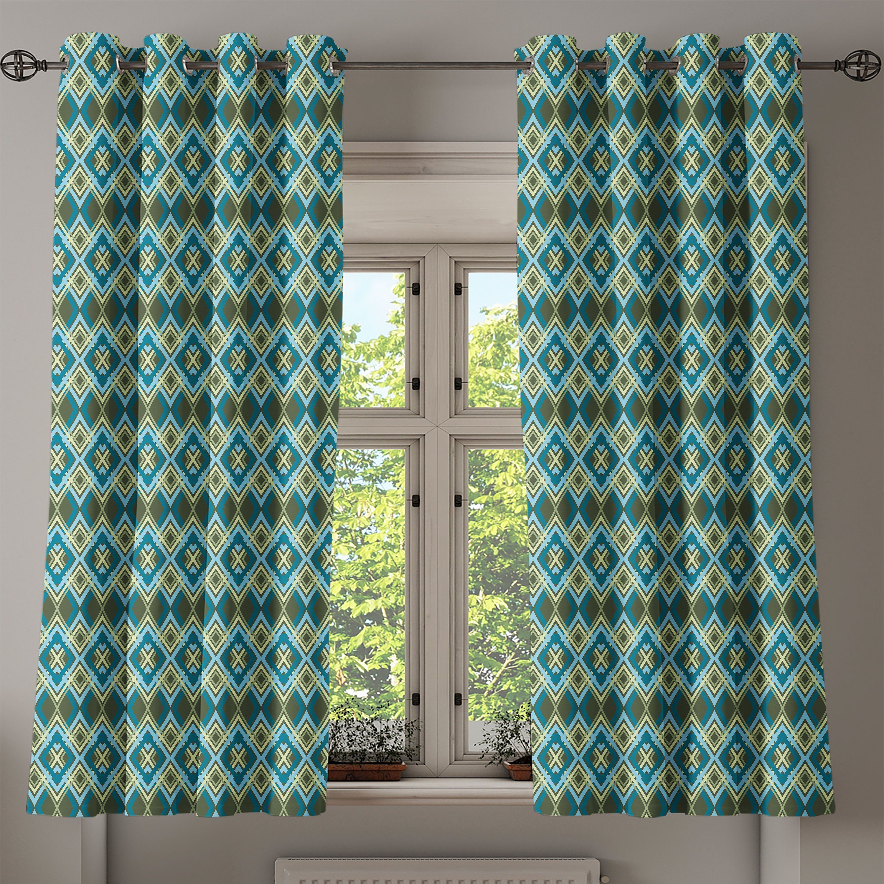 Gardine Dekorative 2-Panel-Fenstervorhänge Formen Abakuhaus, Wohnzimmer, für Schlafzimmer Geometrisch Überlappende