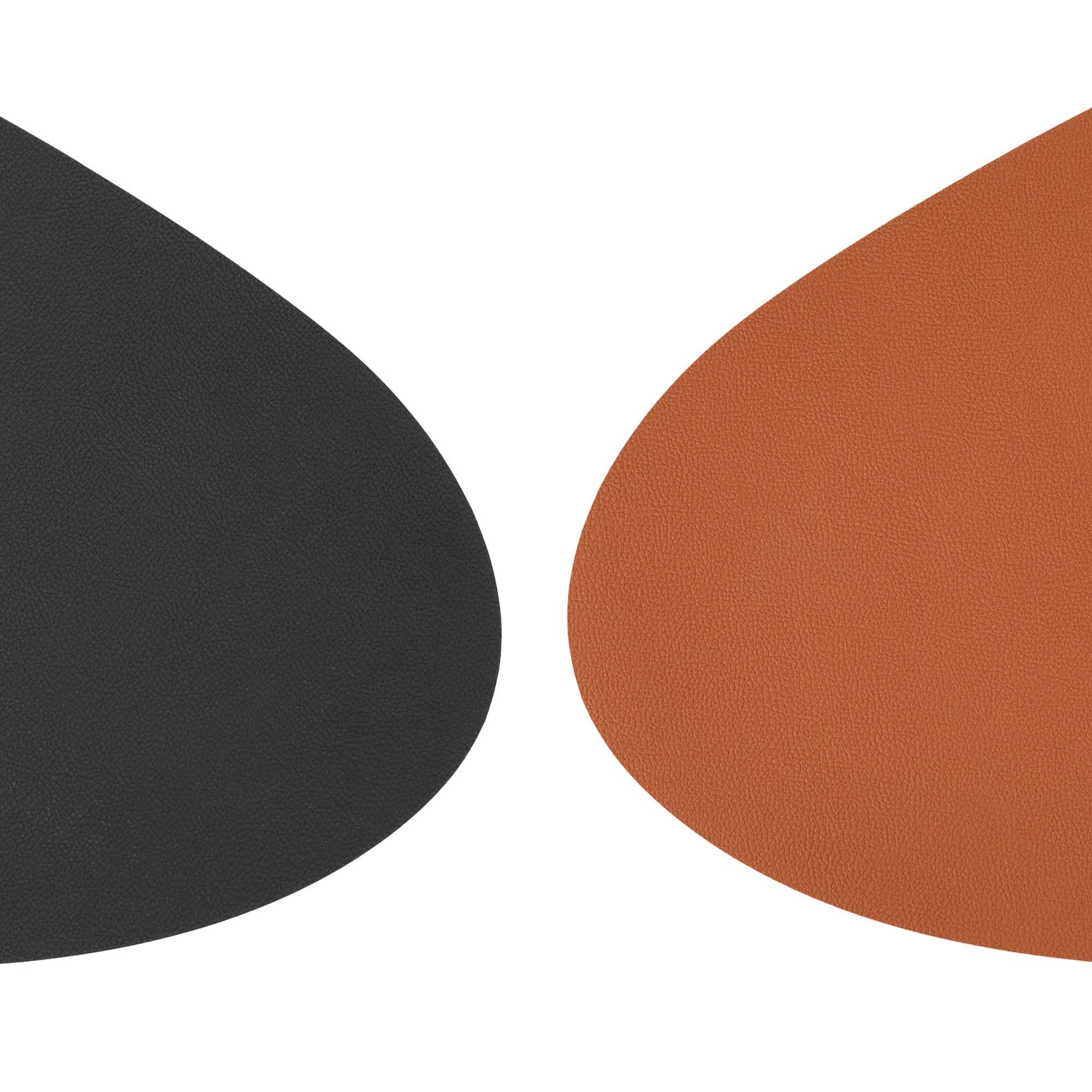 HAC24 Platzset Platzmatte Tischsets Untersetzer Oval oder Eckig Platzsets, (4-St), Kunstleder 45 x 36 cm Schwarz & Braun Wendbar