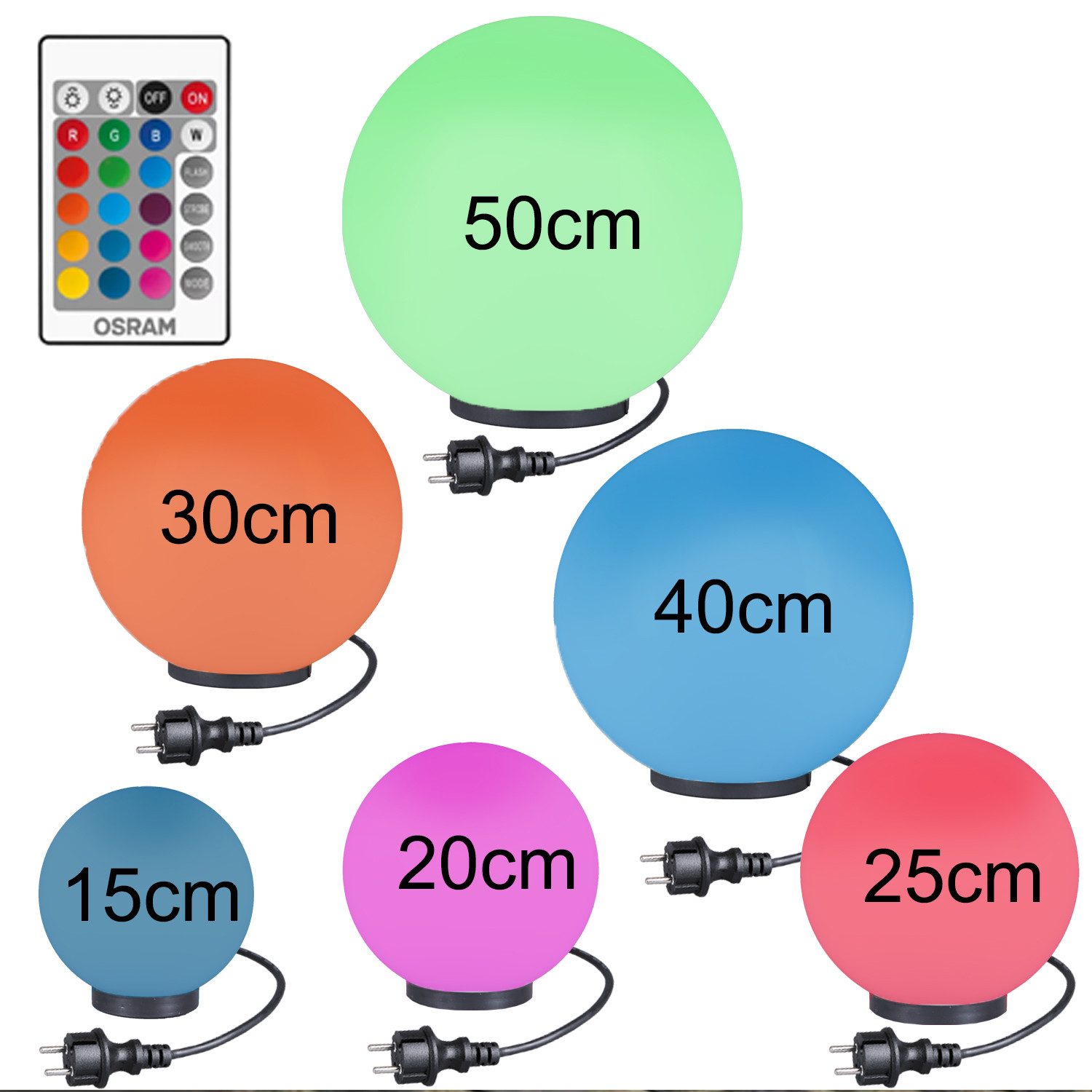 Home4Living Kugelleuchte RGB Kugellampen 2er Set Ø 40/40cm Außenleuchte LED Lampe, inkl. Leuchtmittel, Dekorativ