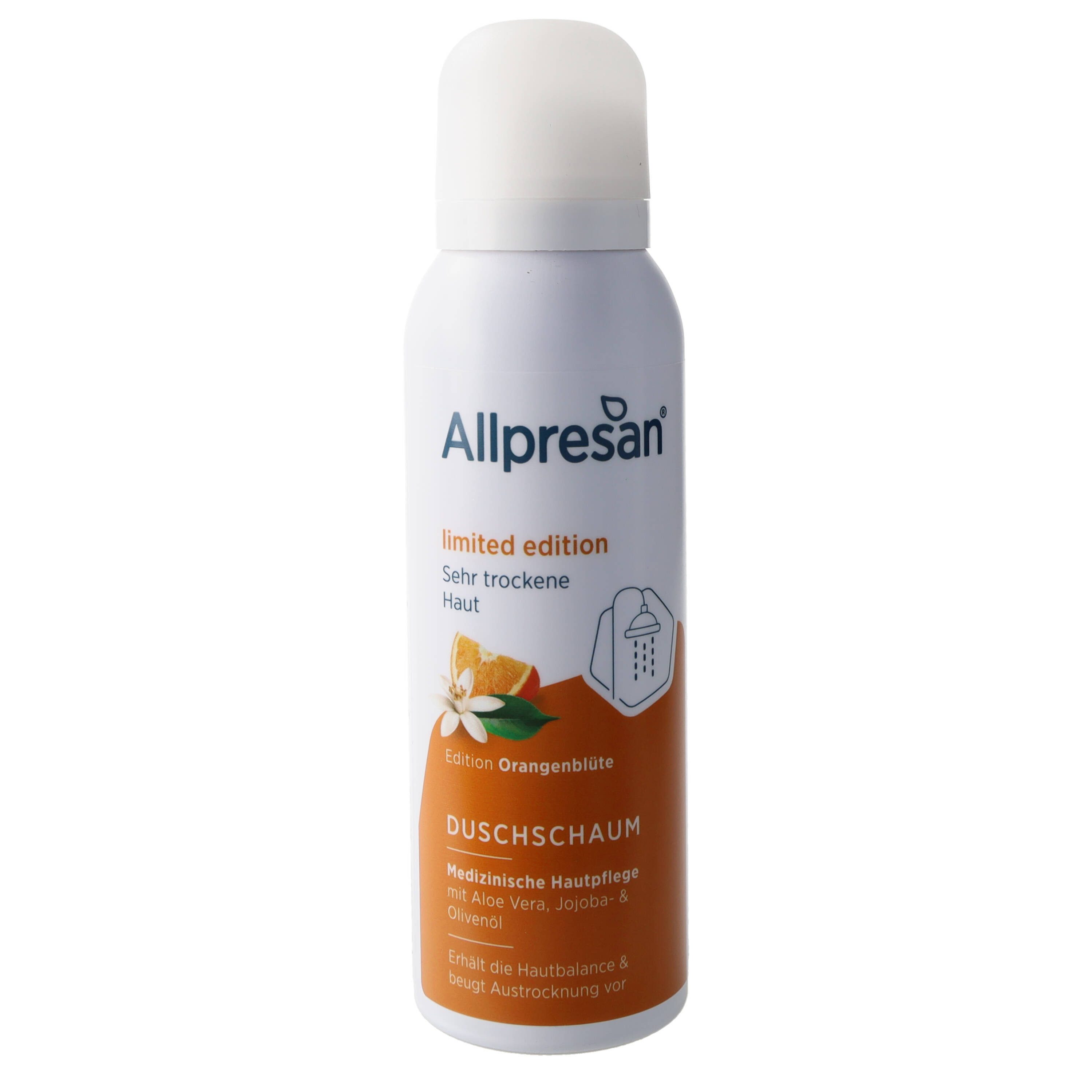 Allpresan Duschschaum Allpresan Duschschaum Ltd. Edition Orangenblüte 125ml, 1-tlg., Pflegt schon beim Duschen Jojoba-, Olivenöl & Aloe Vera