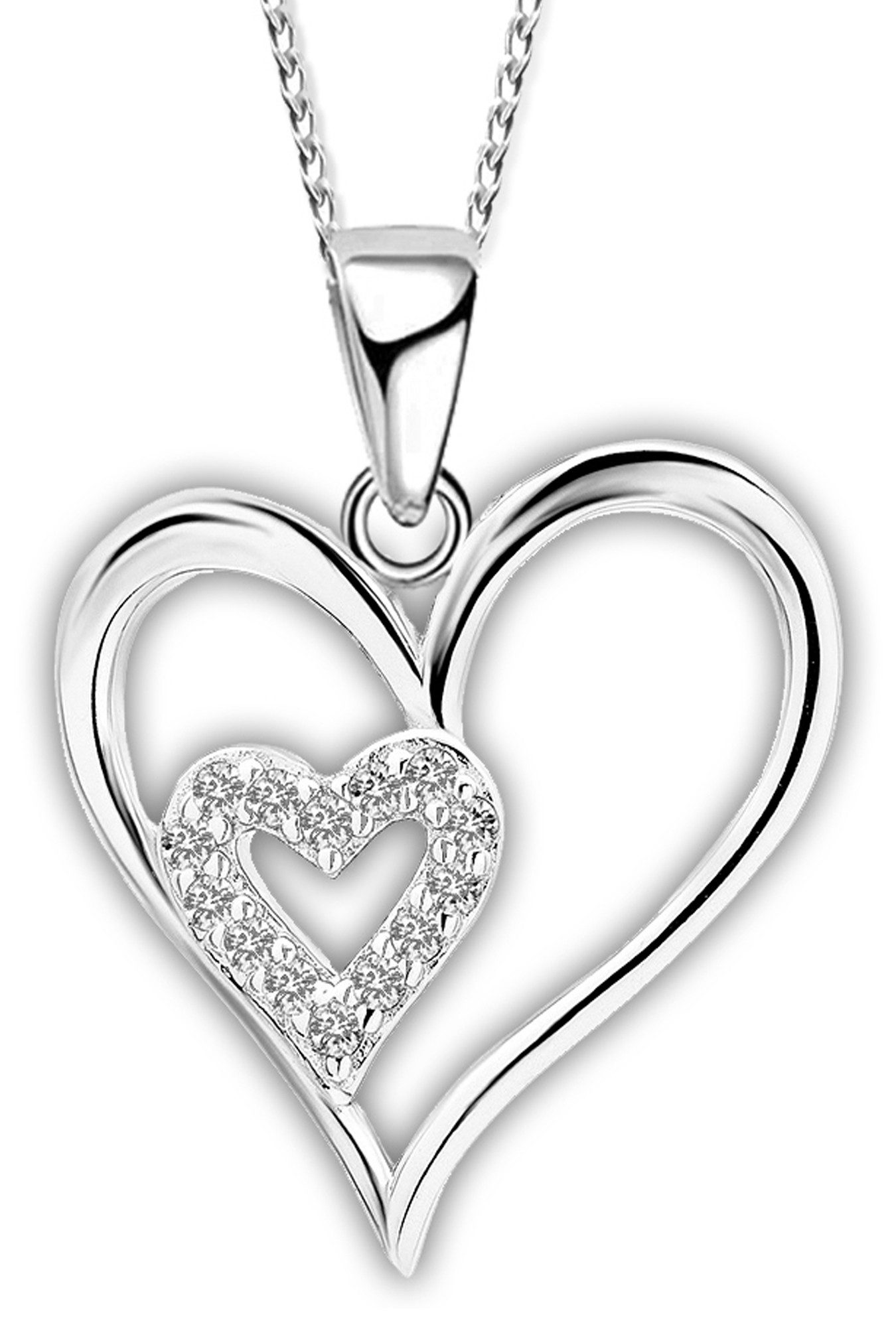 Kette mit Anhänger 925 Sterling Silber Herzkette Liebe Gold Rosegold Rotgold