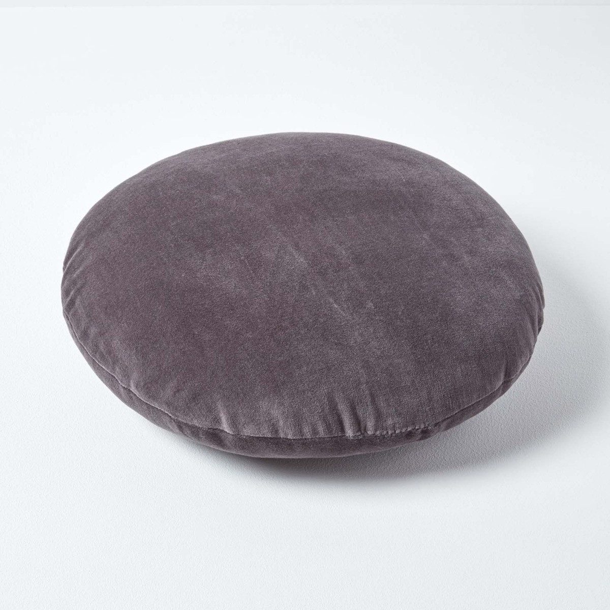 Homescapes Dekokissen Samt Kissen, 40 cm rund, Anthrazit