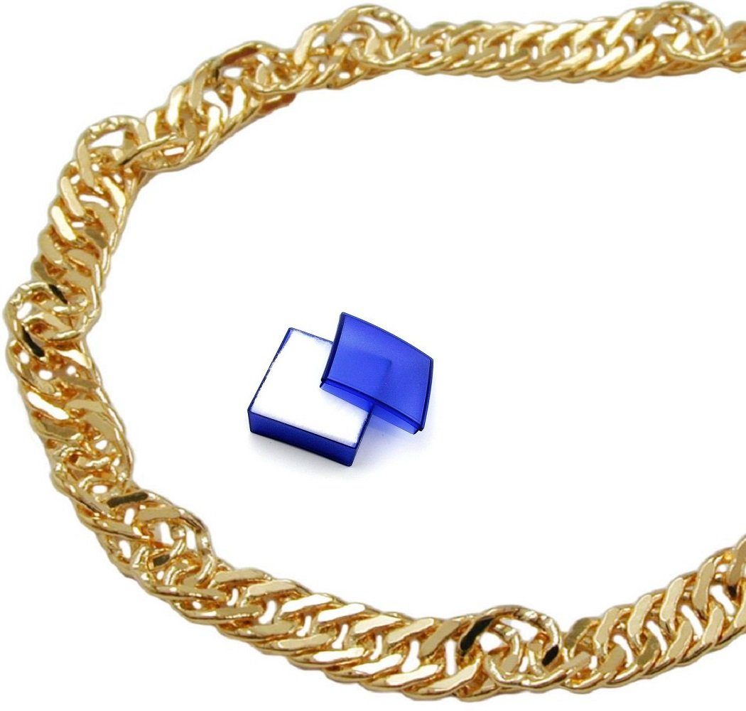 unbespielt Goldkette Halskette Kette Singapurkette 3 mm vergoldet AMD 70 cm  inklusive Schmuckbox, Modeschmuck für Damen und Herren
