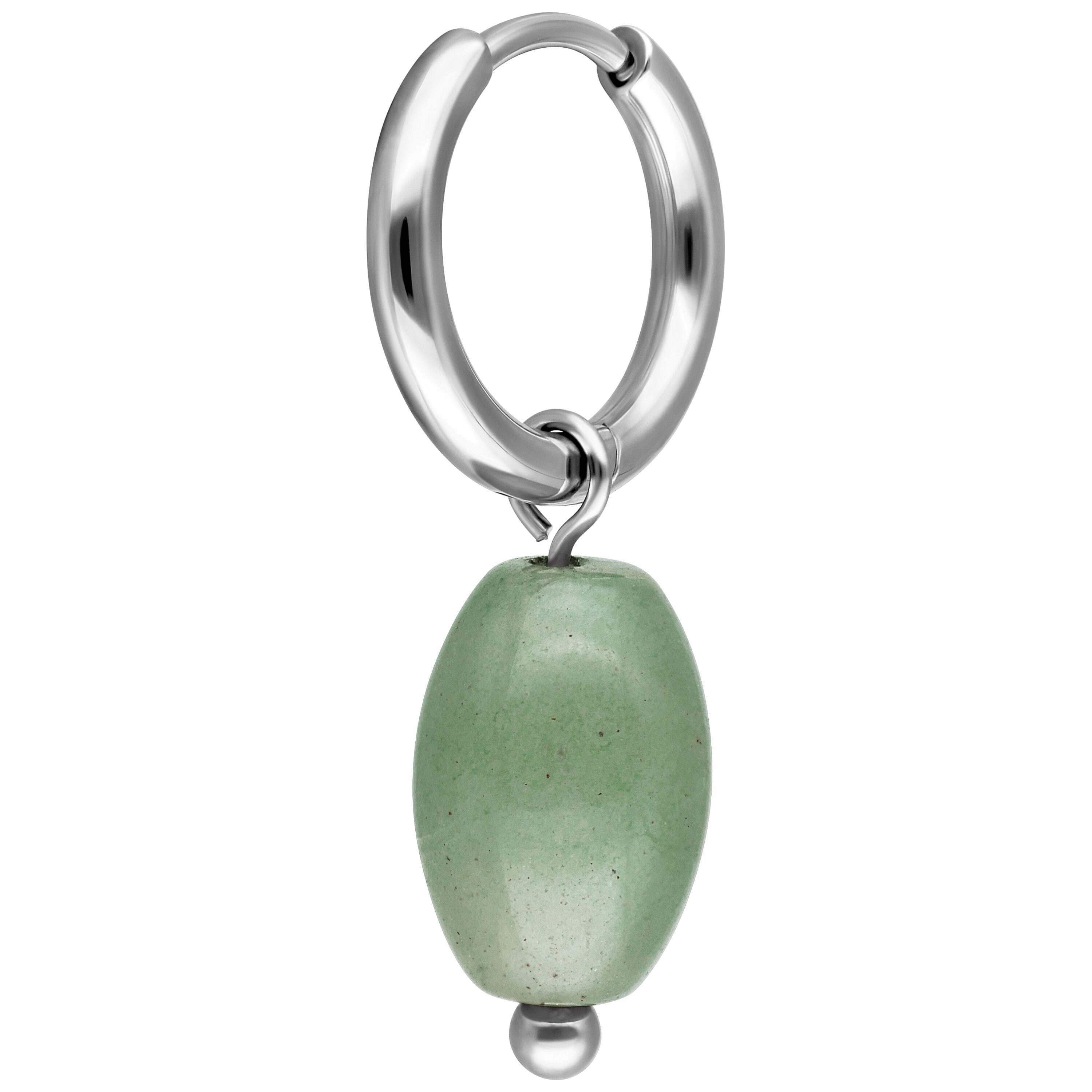 Wildcat Paar Ohrhänger Little Natural Stone Drop Hoops - Silber, Zeleni aventurin, Chirurgenstahl 316L - wasserfest, langlebig, hautverträglich – Bild 5 von 5