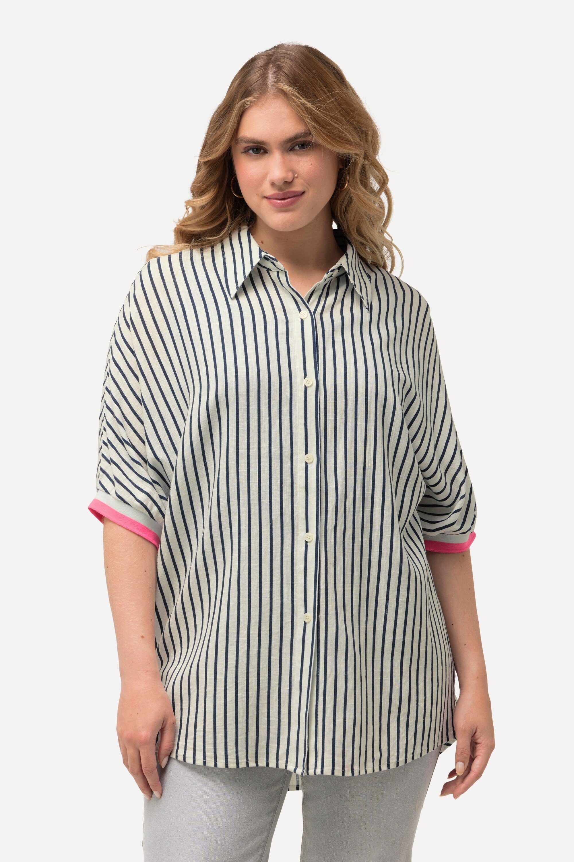 Ulla Popken Hemdbluse Hemdbluse Leinenmix Oversized günstig online kaufen