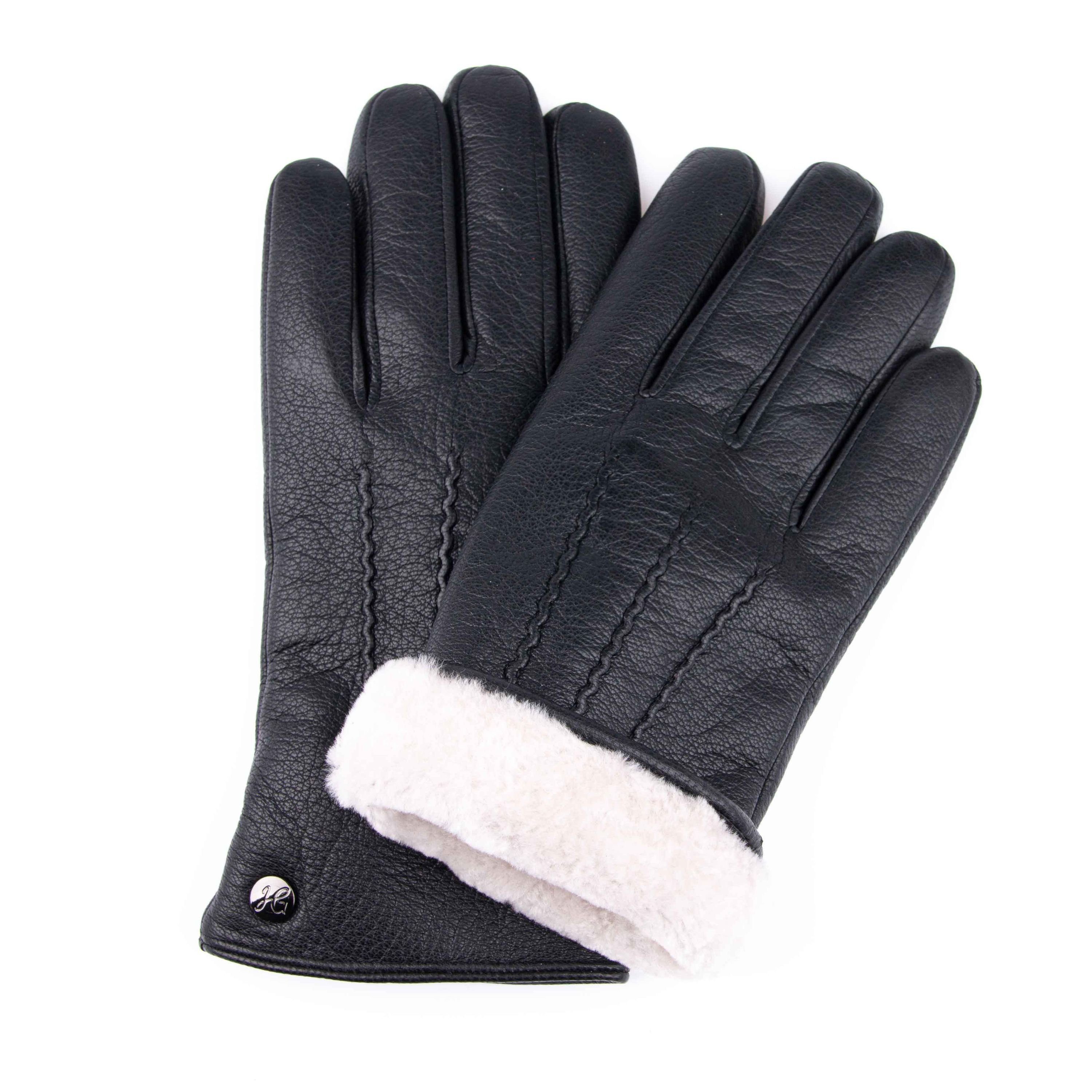 Hand Gewand by Weikert Lederhandschuhe CHUCK-Ziegenleder Перчатки mit Lammfell Futter-Touchscreenfähig